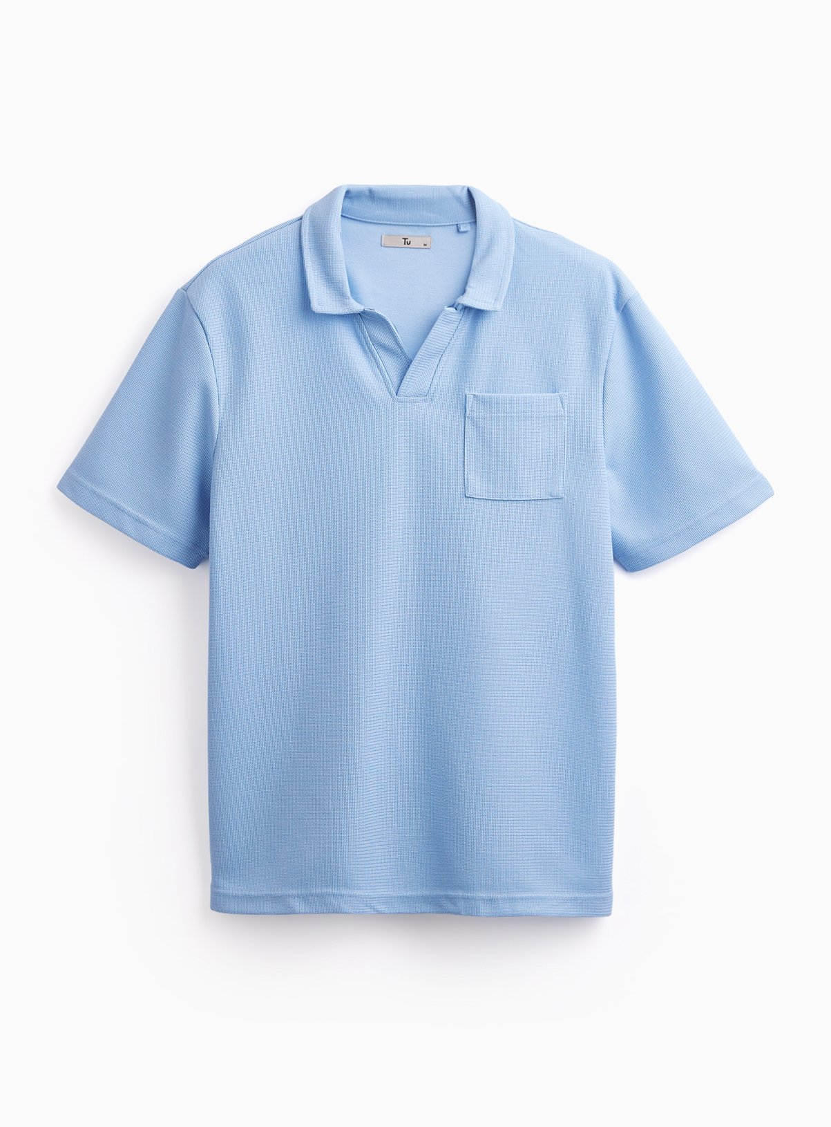 Blue Textured Trophy Neck Polo 