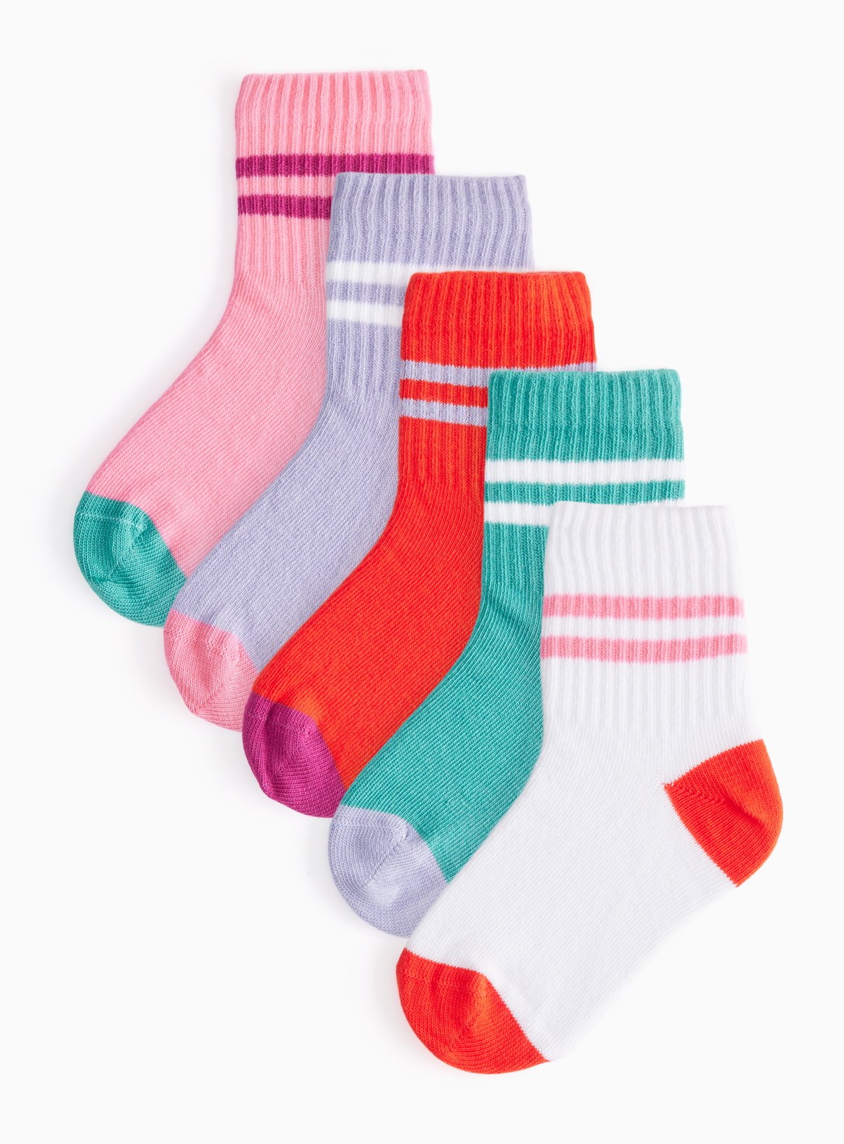 Colourful Stripe Sports Ankle Socks 5 Pack 