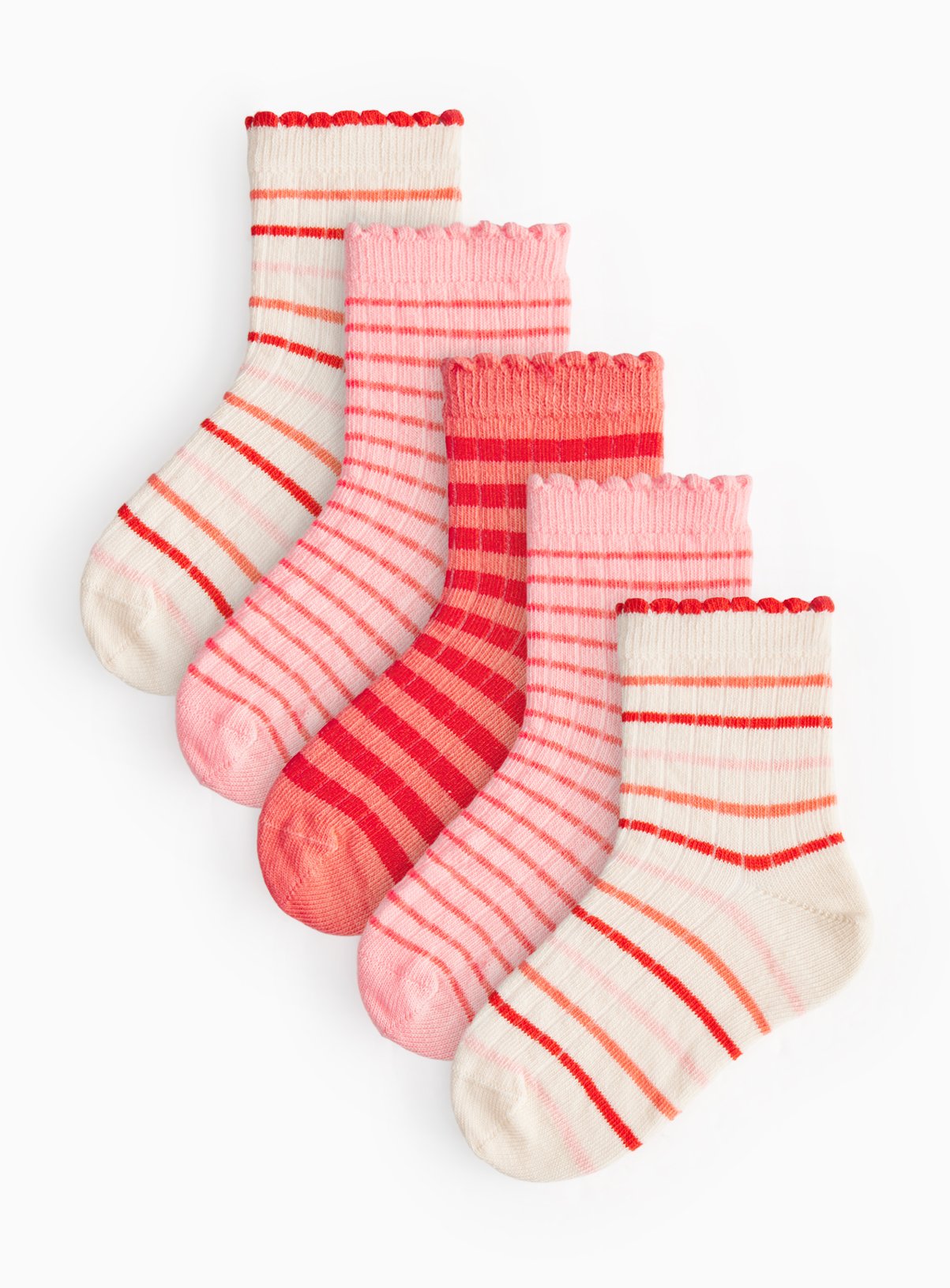 Pink Stripe Print Ribbed Ankle Socks 5 Pack 