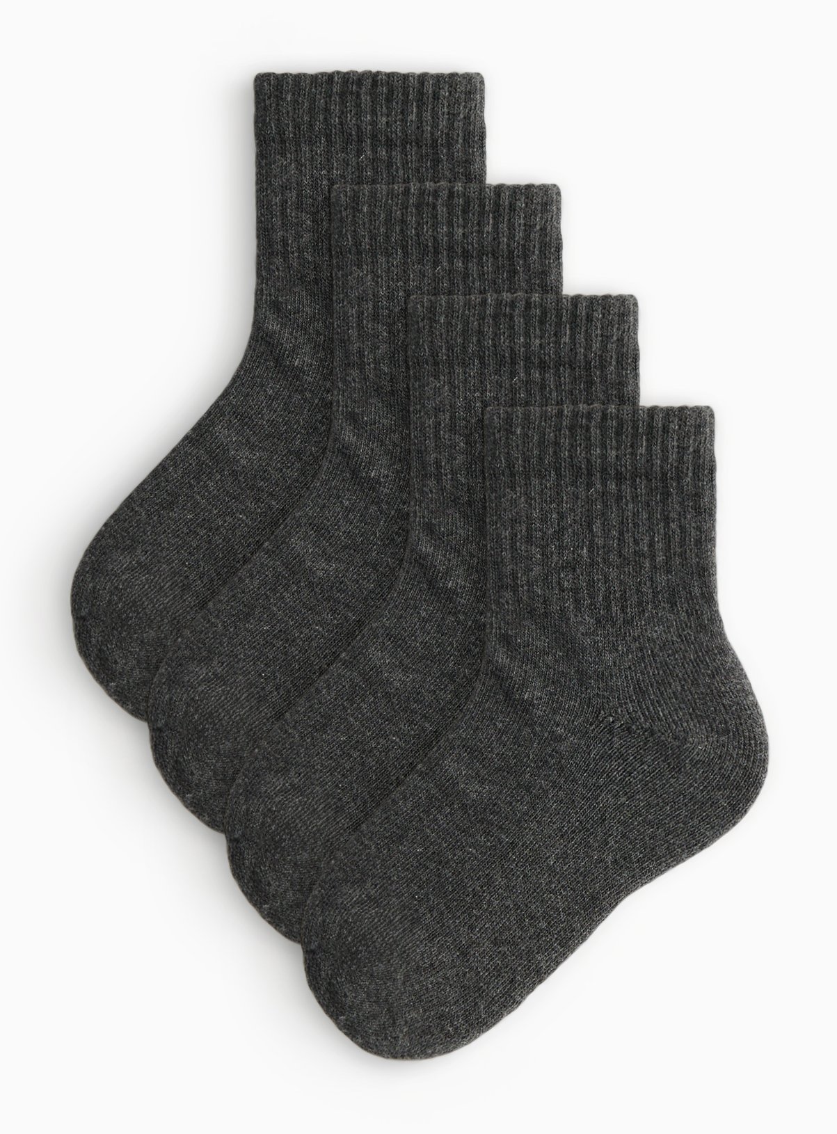 Grey Sport Ribbed Ankle Socks 4 Pack