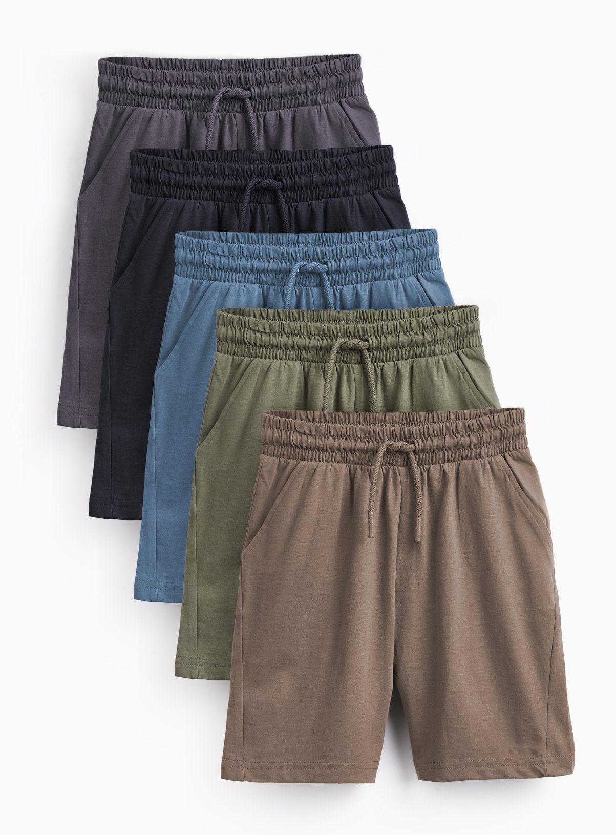 Assorted Colour Sun Bleached Jersey Shorts 5 Pack 