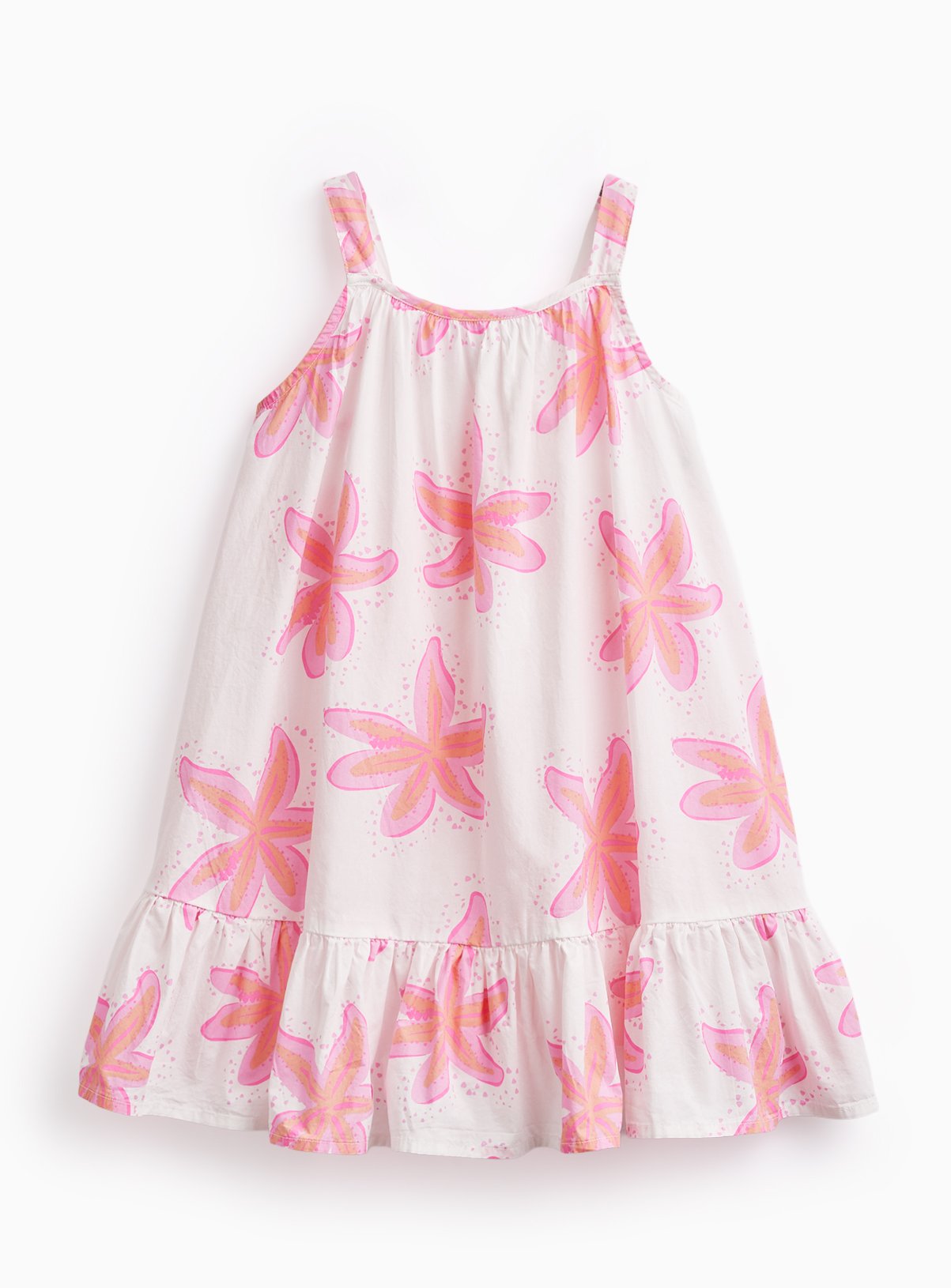 White Floral Print Poplin Sleeveless Dress 7 years