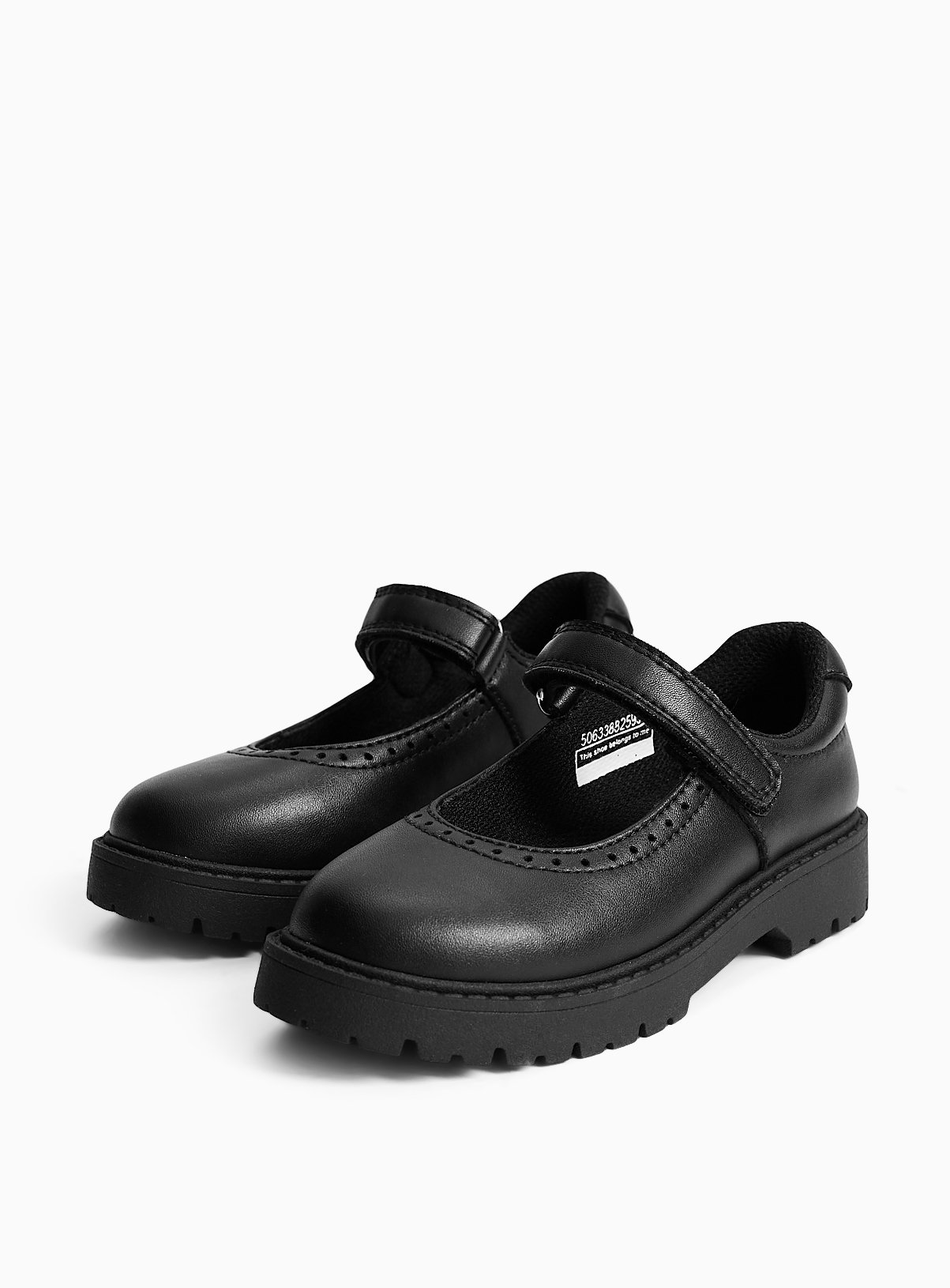 Black PU Chunky Mary Jane School Shoes 