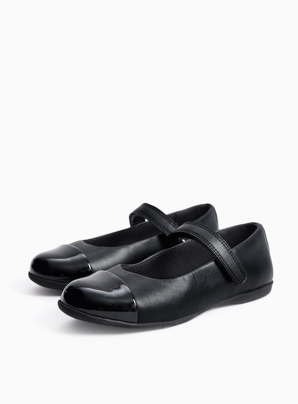 Black PU Single Strap Ballerina Shoes 