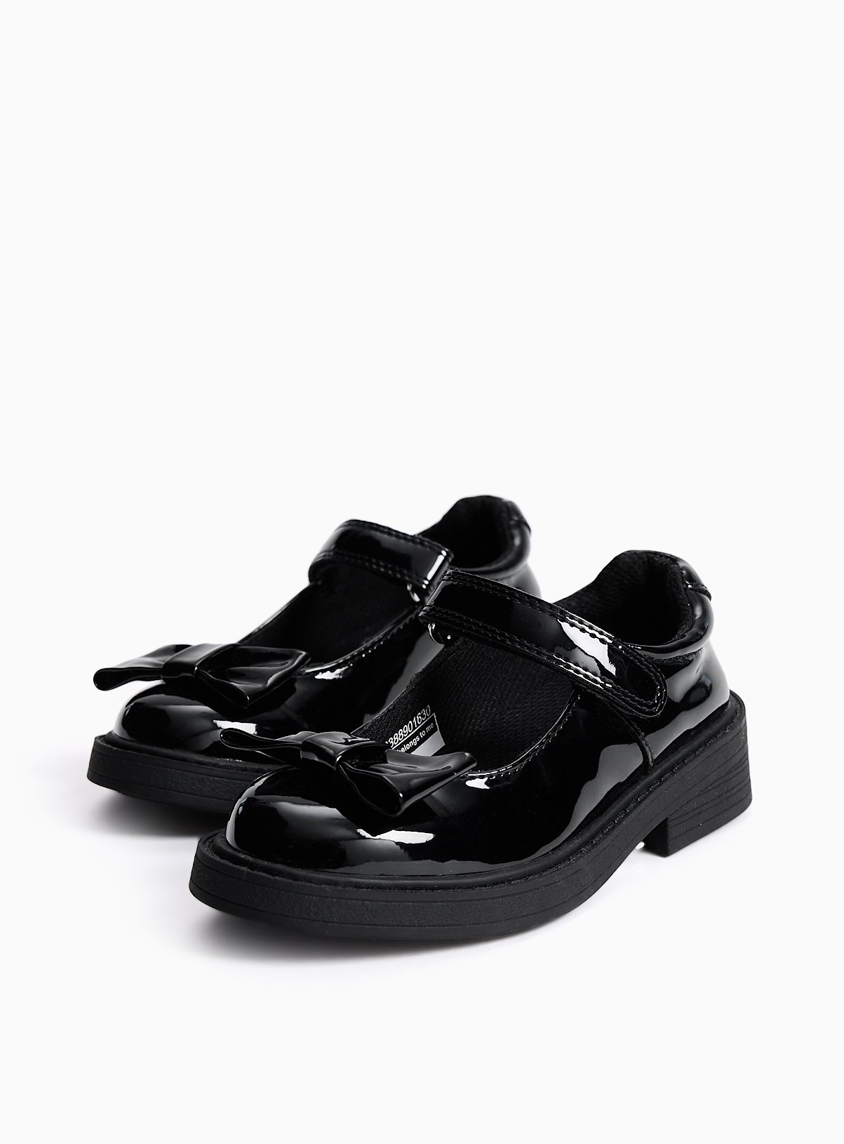Black PU Patent Bow Detail Mary Jane School Shoes 