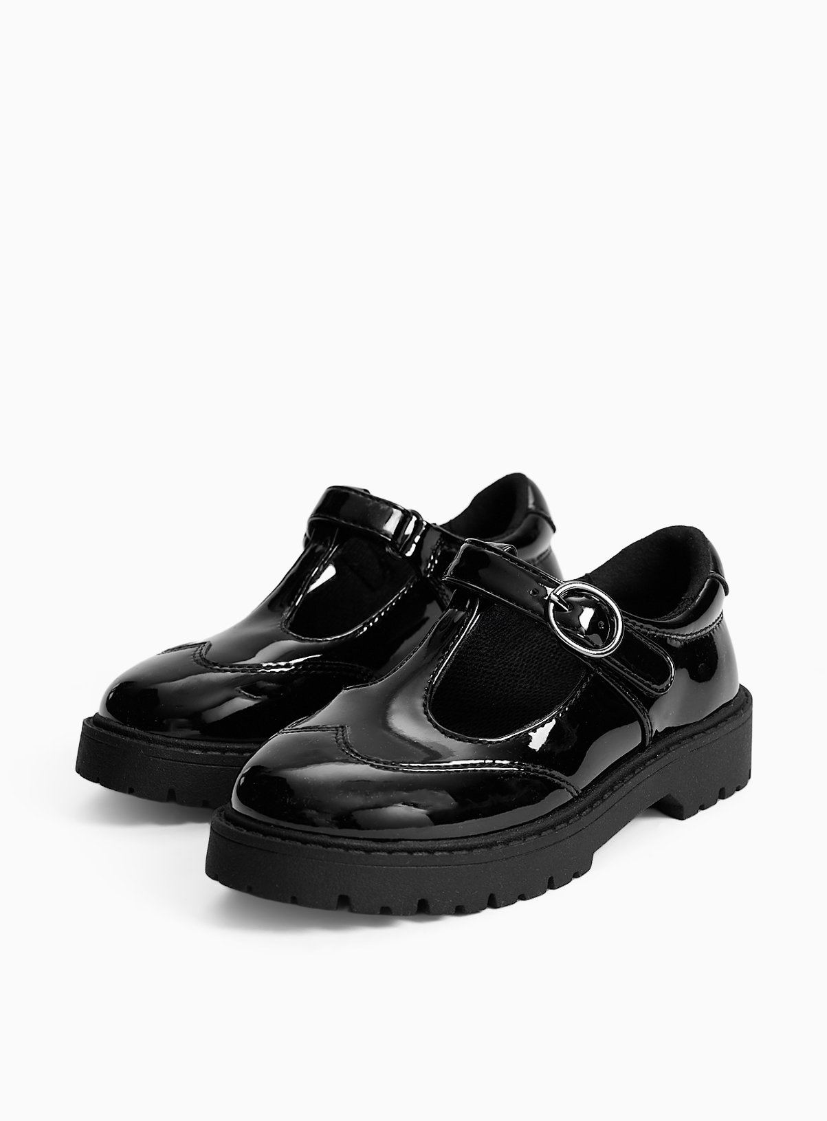 Black Chunky T-Bar School Shoes 12 Infant