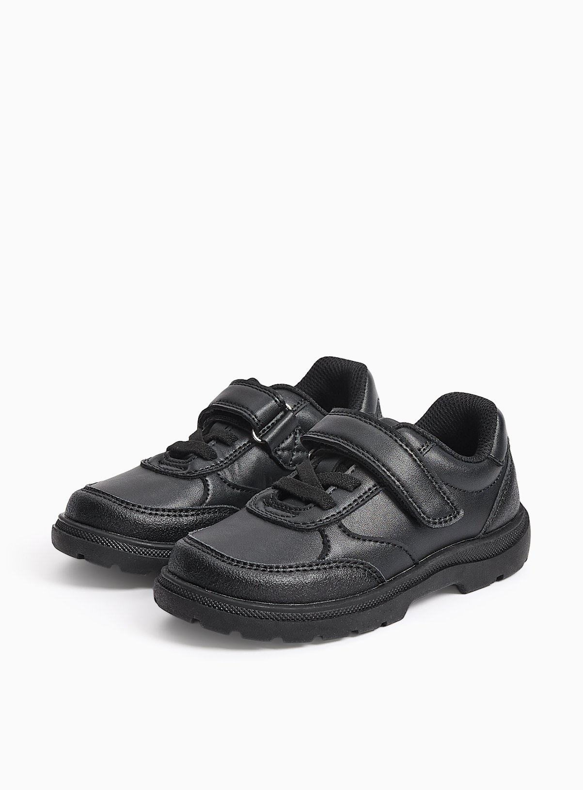 Black Dual Fit PU Elastic Lace Trainers 