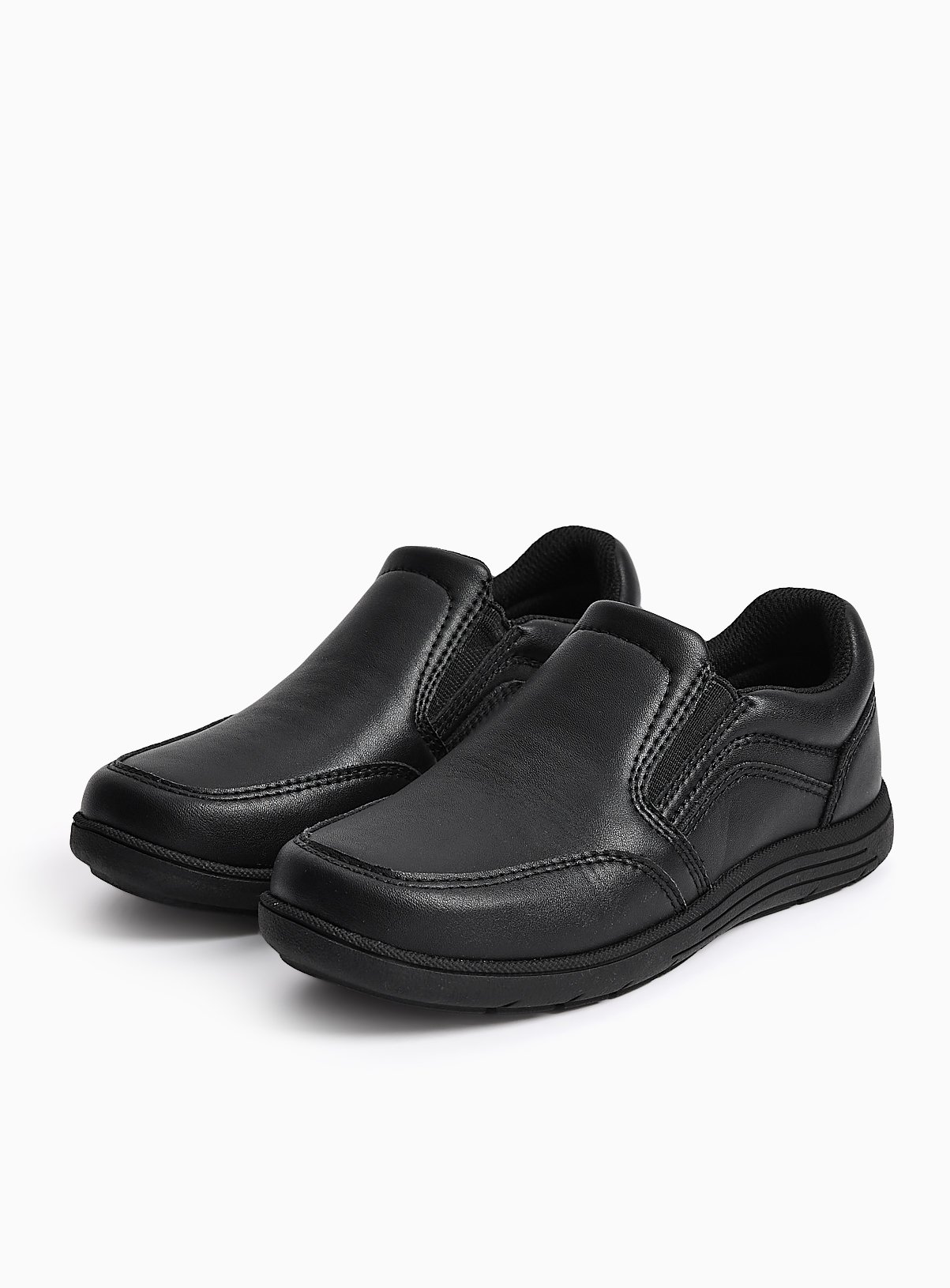 Black PU Slim Sole School Loafers 