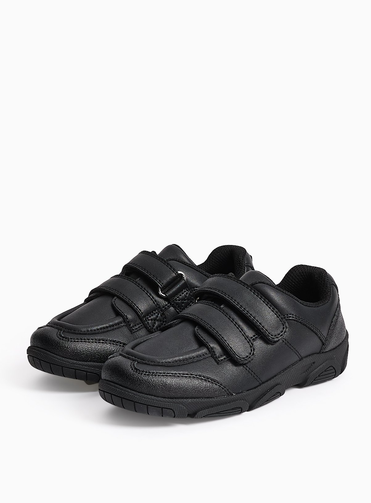 Black Dual Fit Coated Leather Trainers 