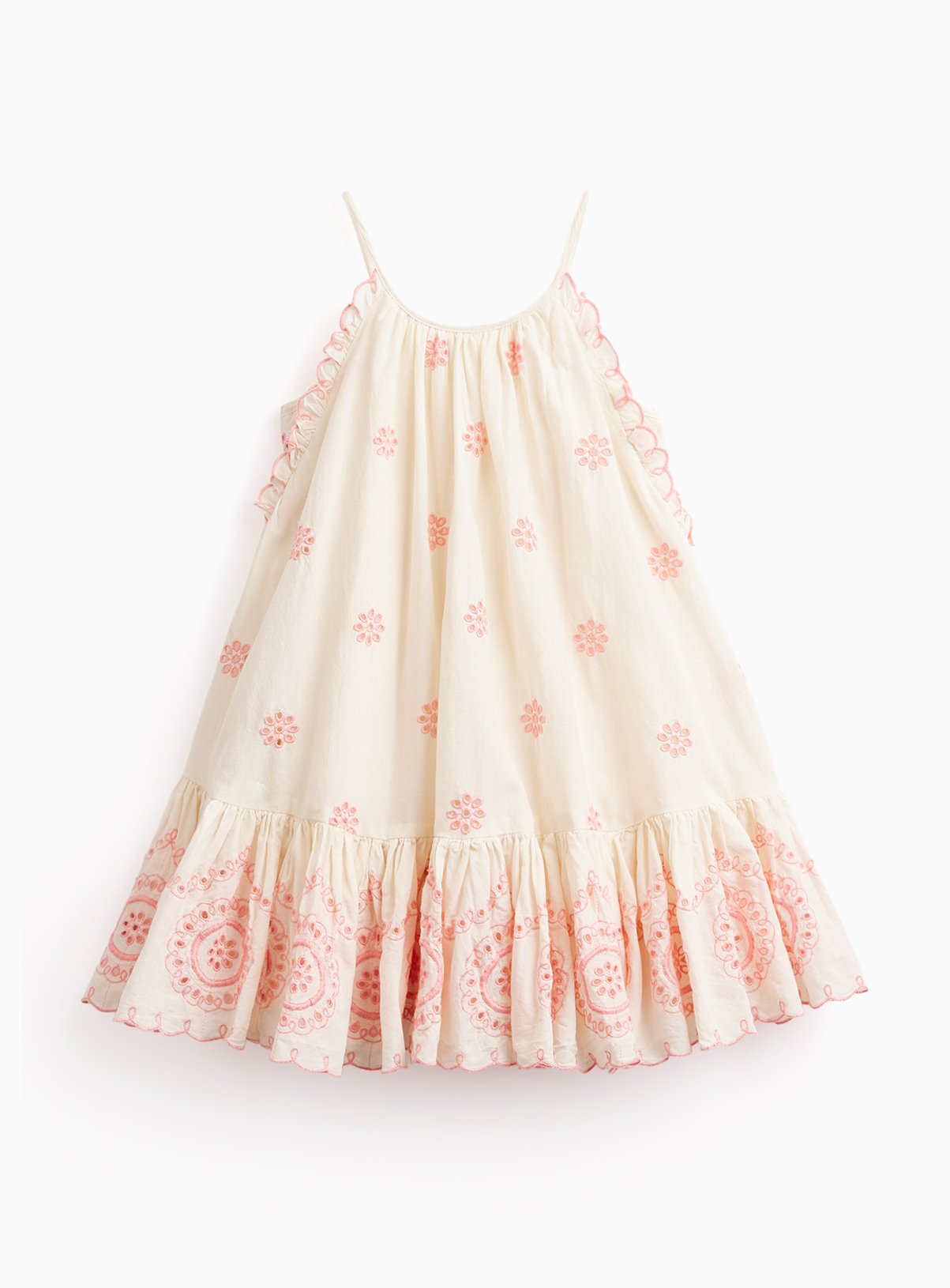 Cream Cut Work Detail Strappy Peplum Dress 