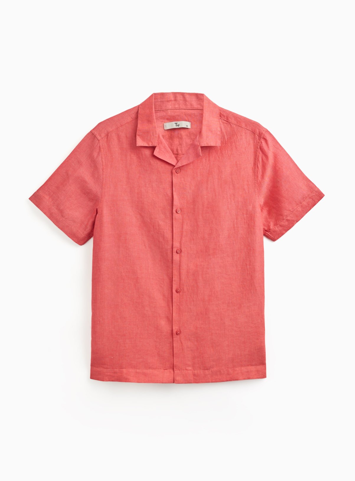 Red Linen Blend Revere Shirt L