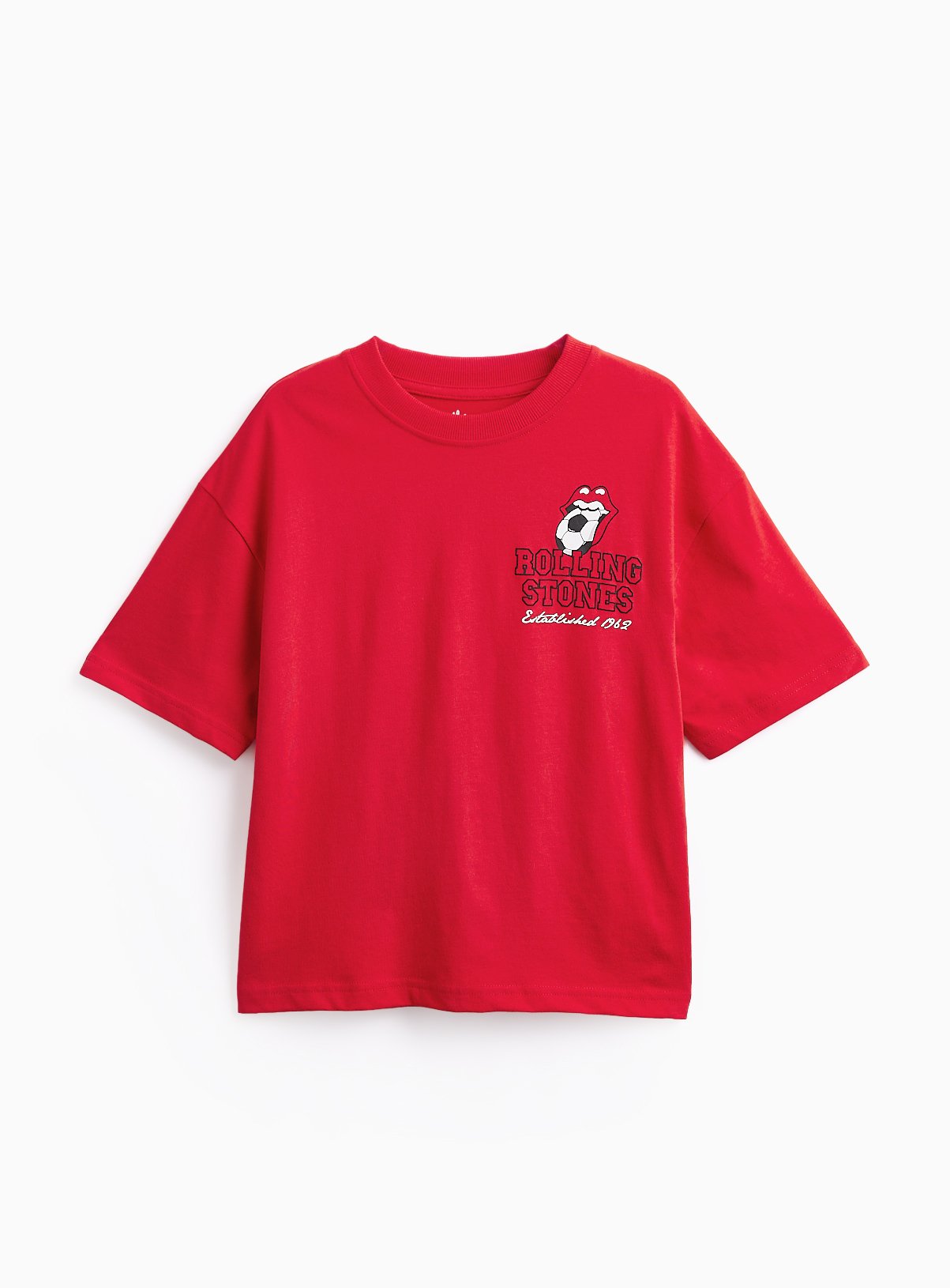 Red Rolling Stones Football Graphic T-Shirt