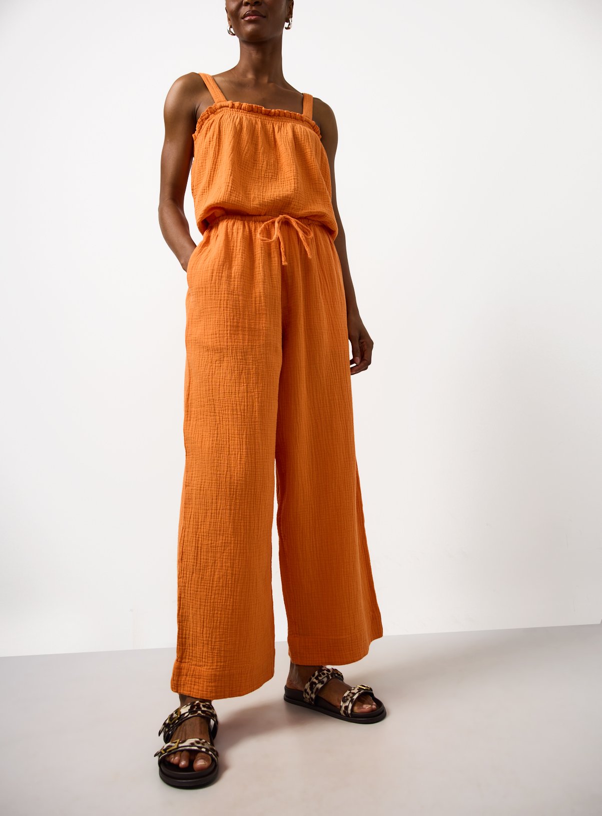 Double Cloth Wide Leg Trousers 