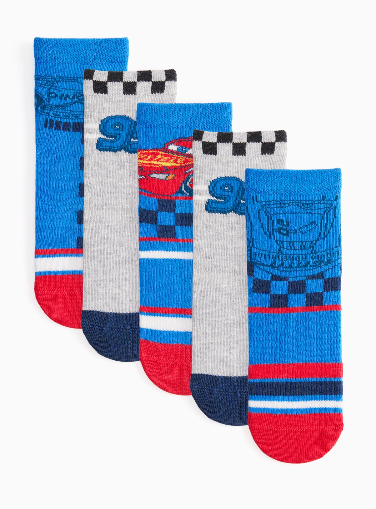 Blue & Grey Cars Lightning McQueen Print Ankle Socks 5 Pack