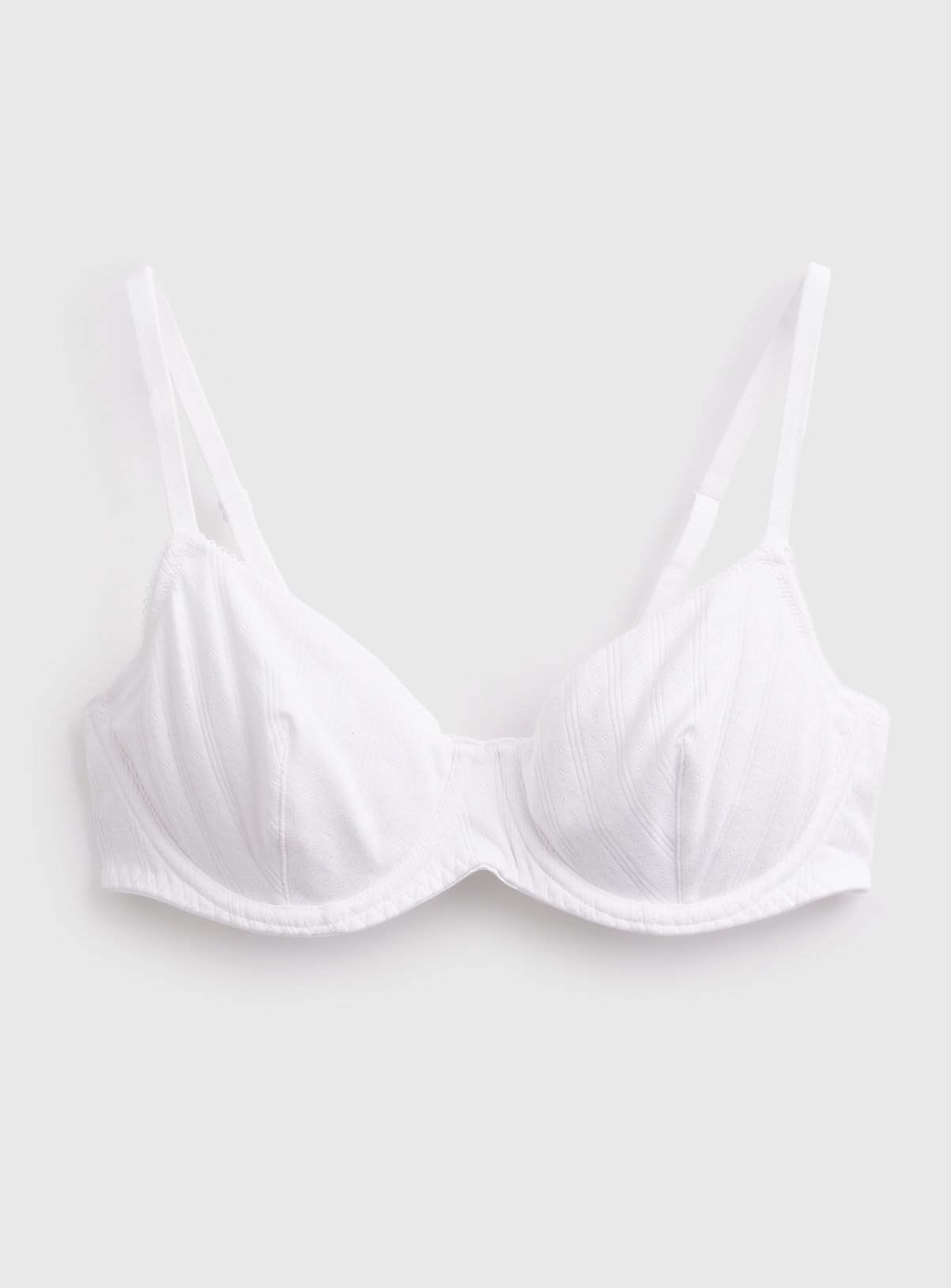 Cottonform™ White Wired Pointelle Balcony Bra 38E