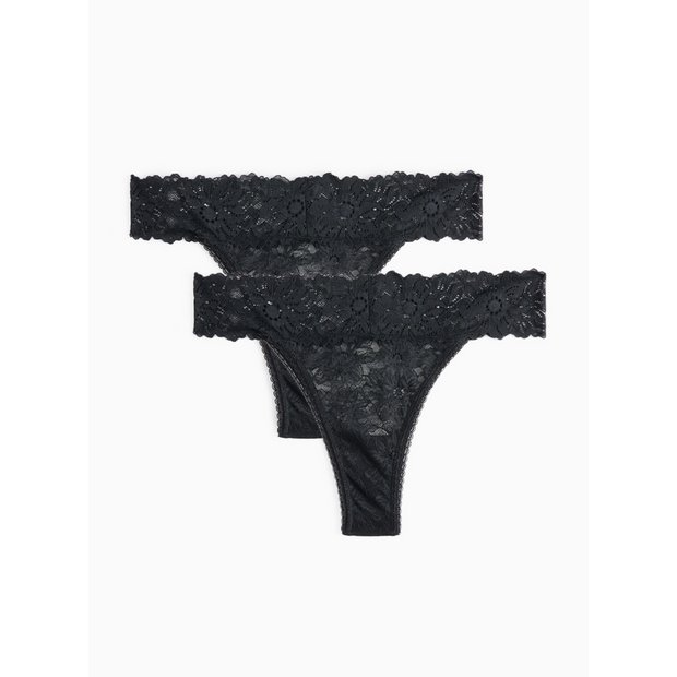 Buy Black Halanka Lace Brazilian Knickers 2 Pack 10 | Knickers | Argos