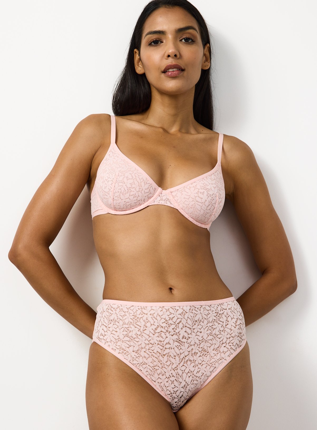 Peach Creora Lace High Waist Knickers 