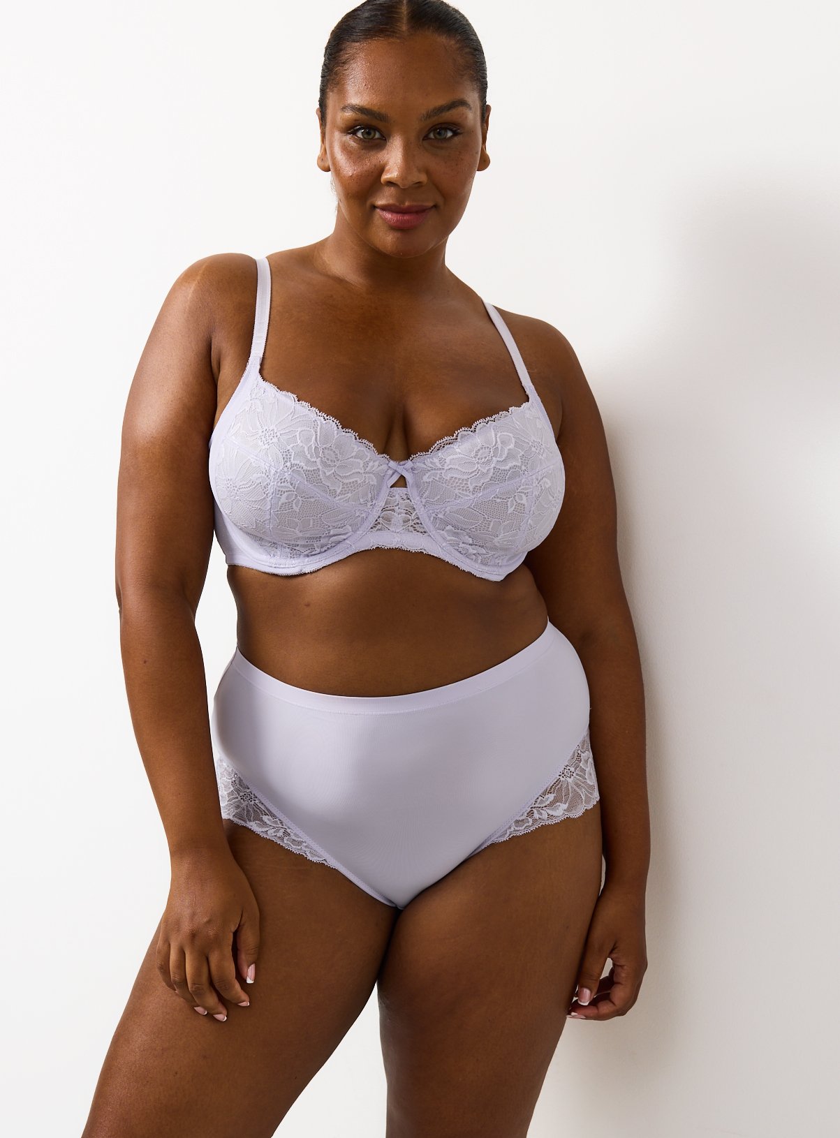 DD+ Lilac Fleur Lace Full Cup Bra 