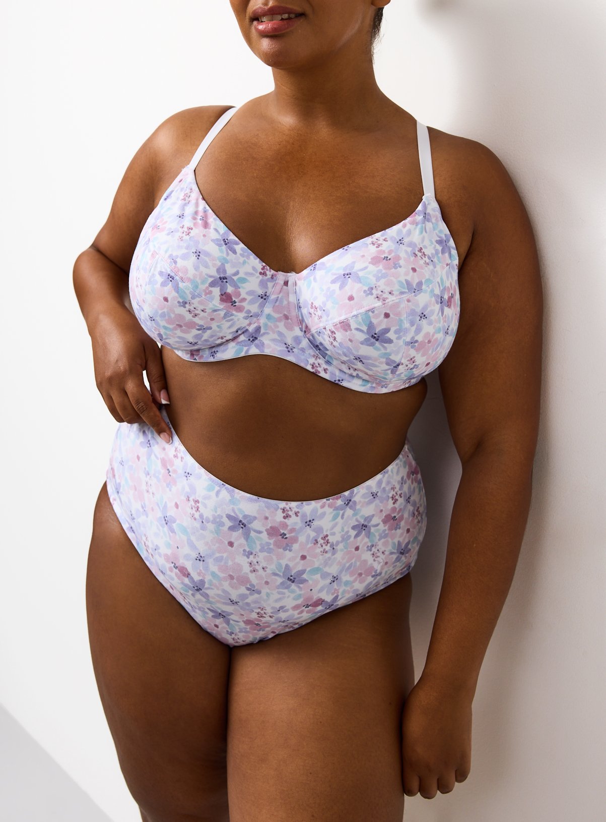 Pale Pink Floral Print Full Brief Knickers 