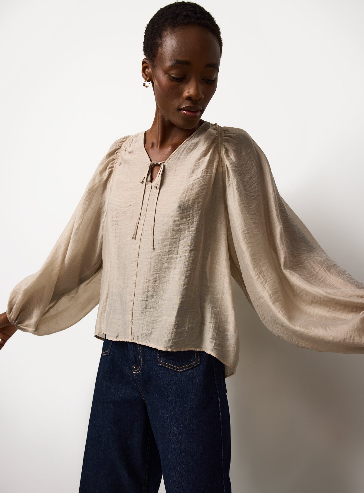 Stone Textured Tie Front Top 6
