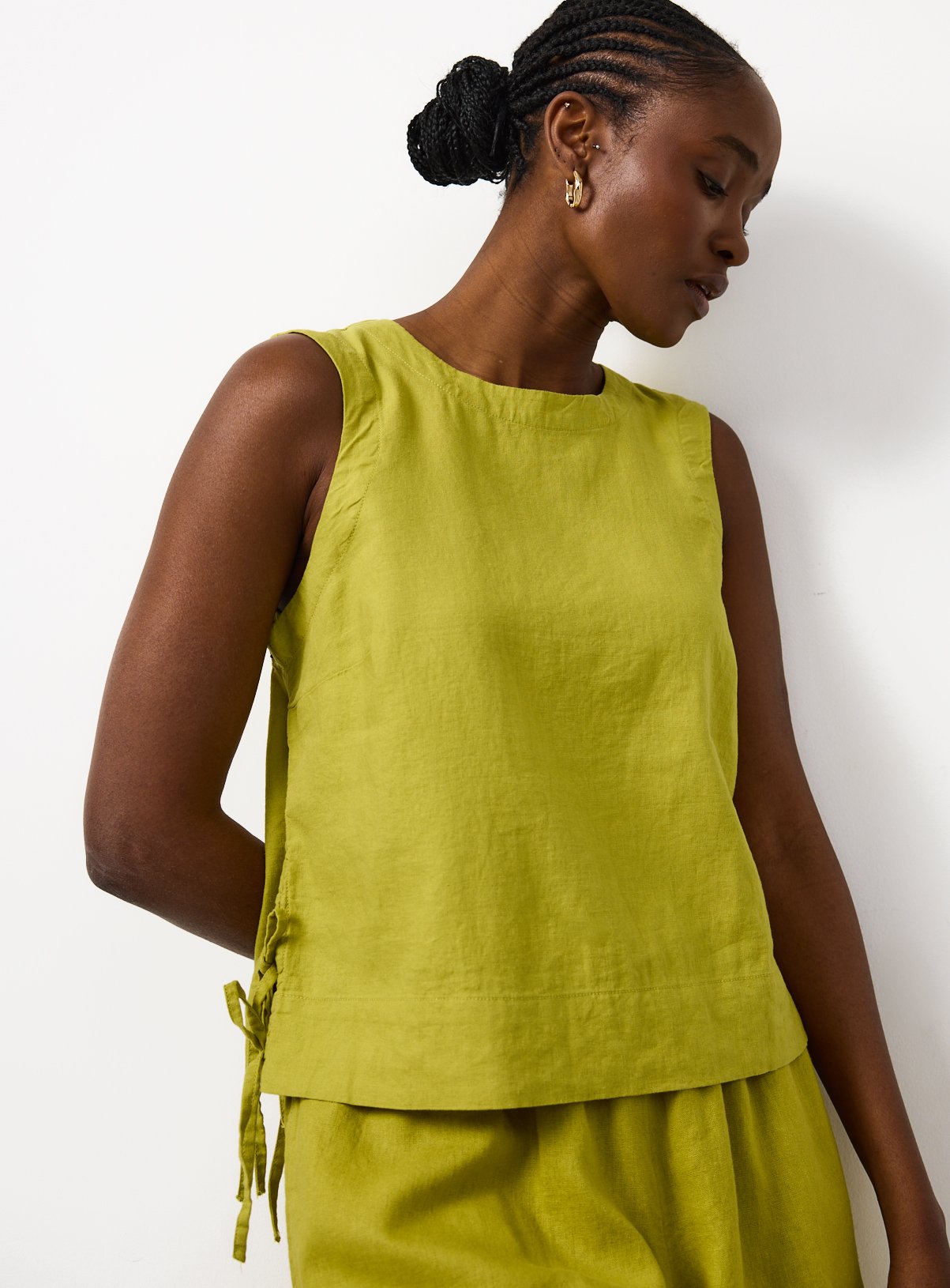 Linen Rich Side Tie Shell Top 