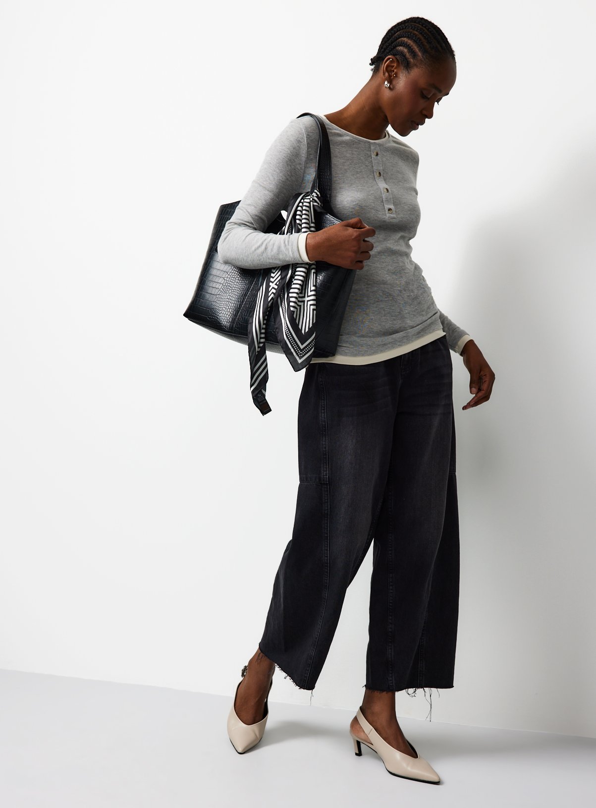 Grey Marl Mock Layer Henley Top 22