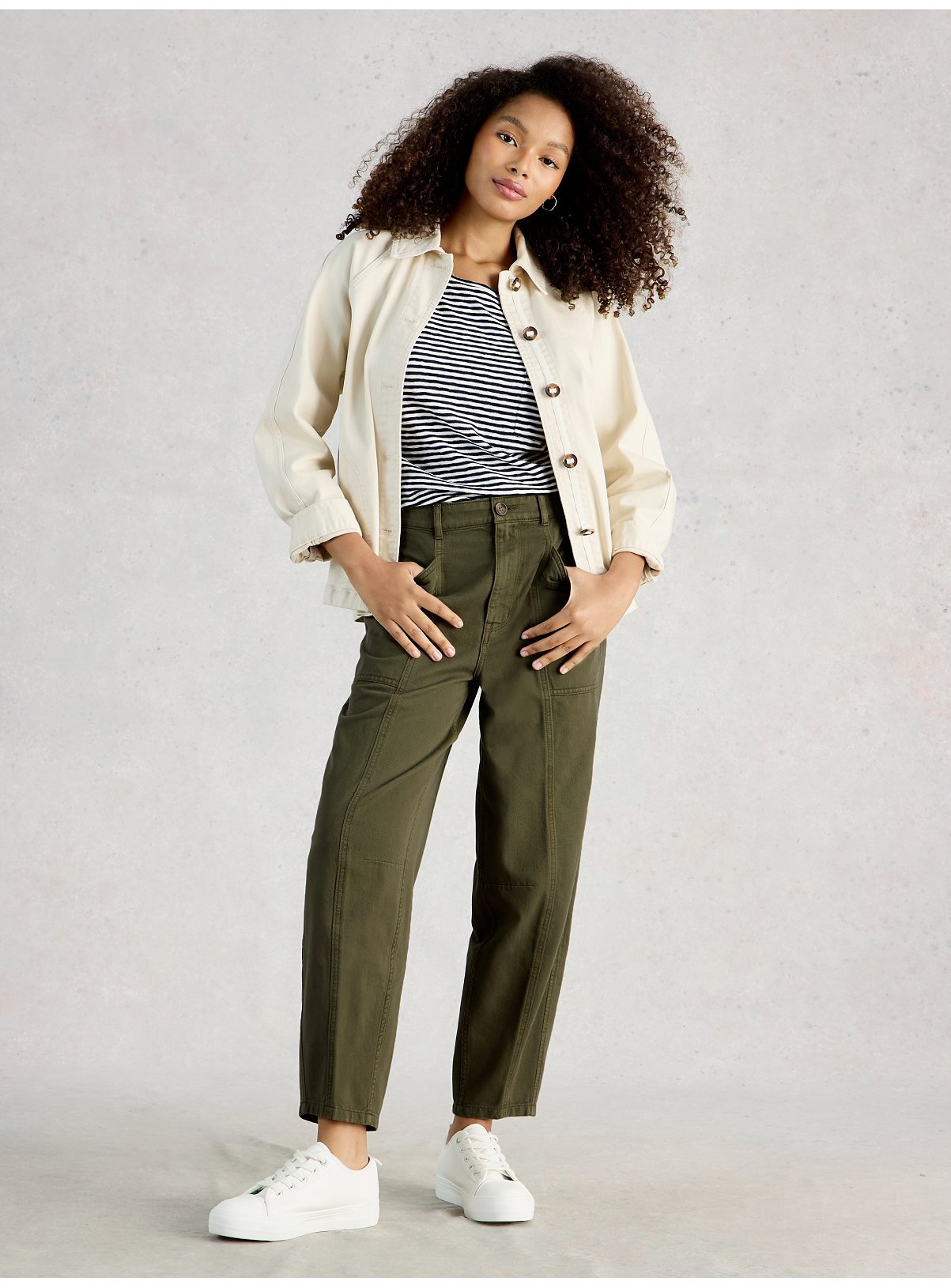 WHITE STUFF Aubrey Barrel Trouser Khaki 