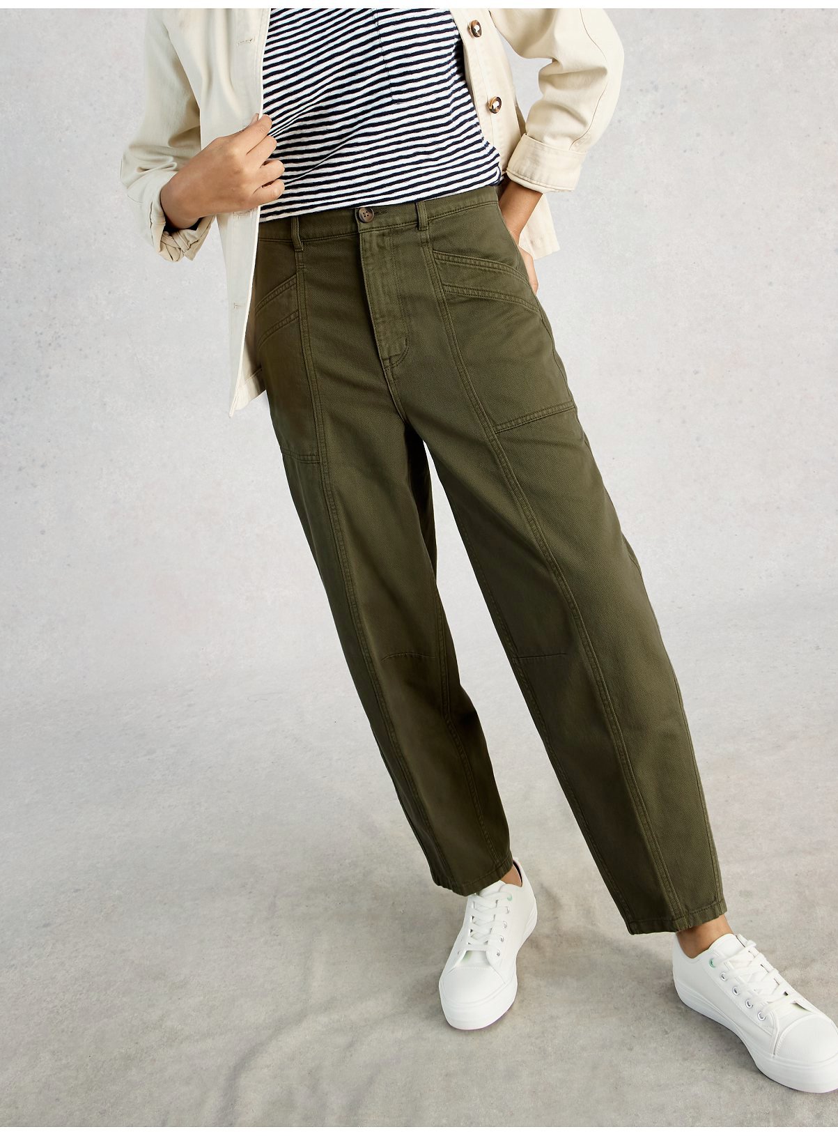 WHITE STUFF Aubrey Barrel Trouser Khaki 
