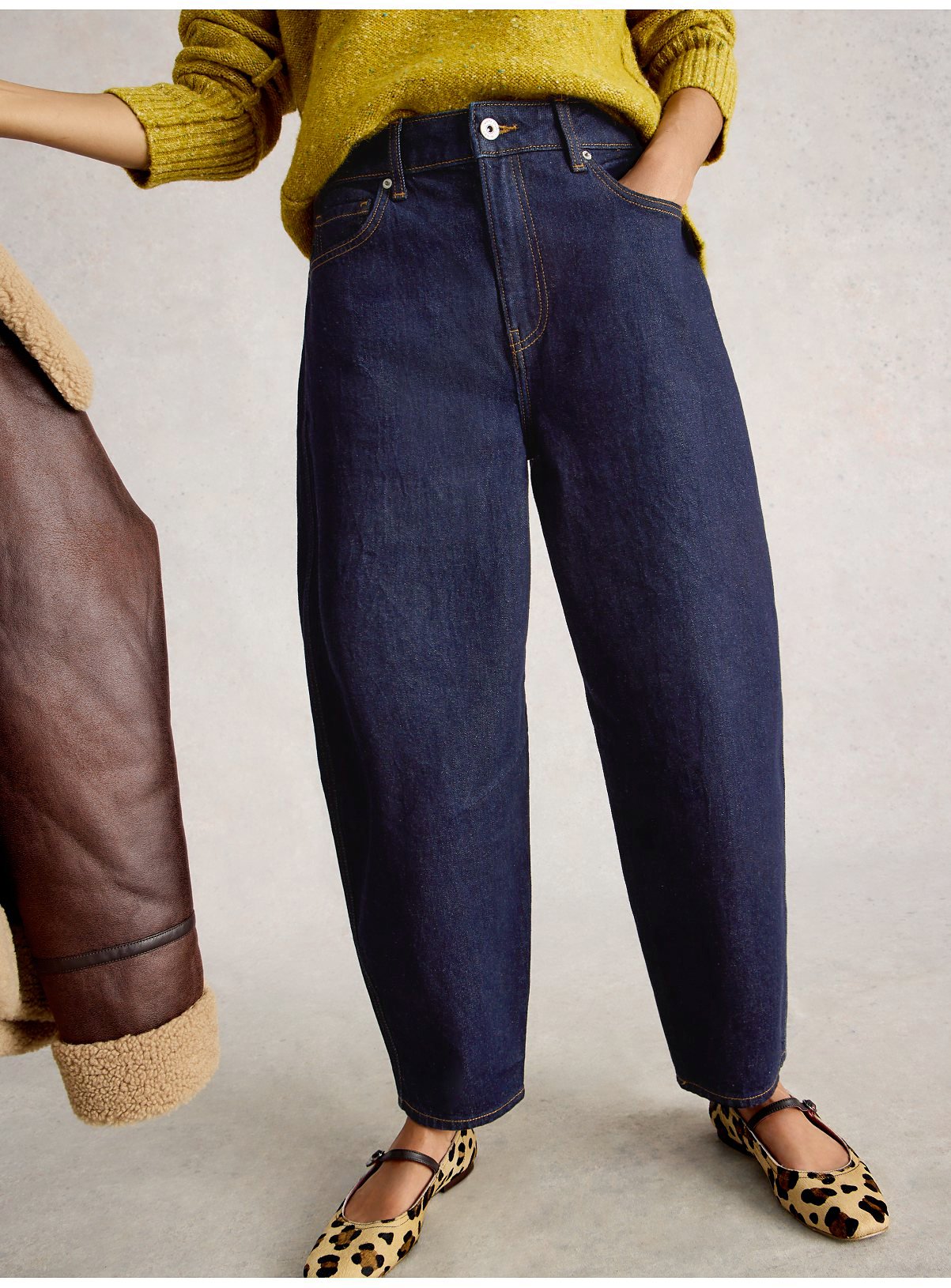 WHITE STUFF Aubrey Barrel Leg Jean Dark Denim 