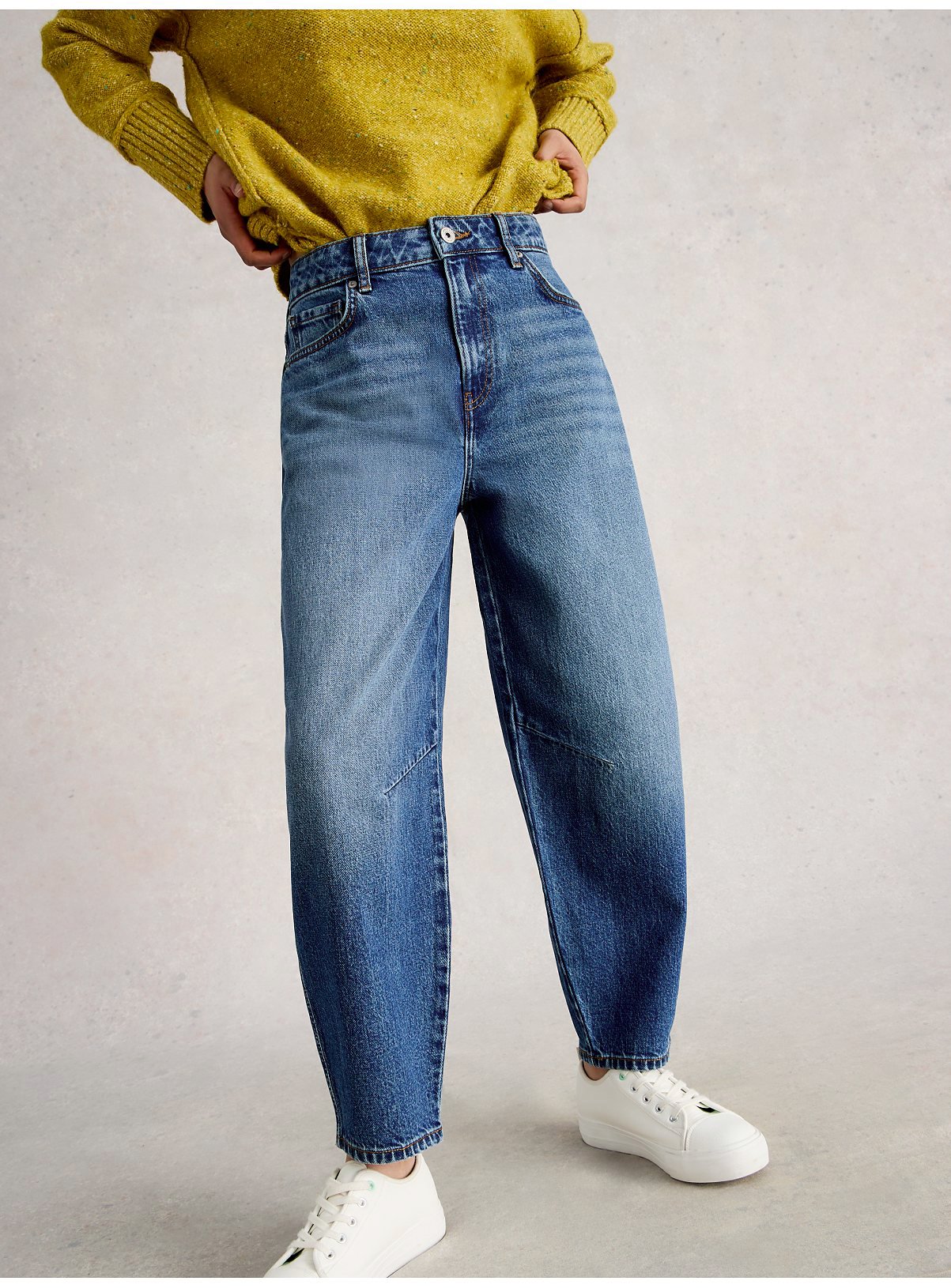 WHITE STUFF Aubrey Barrel Leg Jean Mid Denim