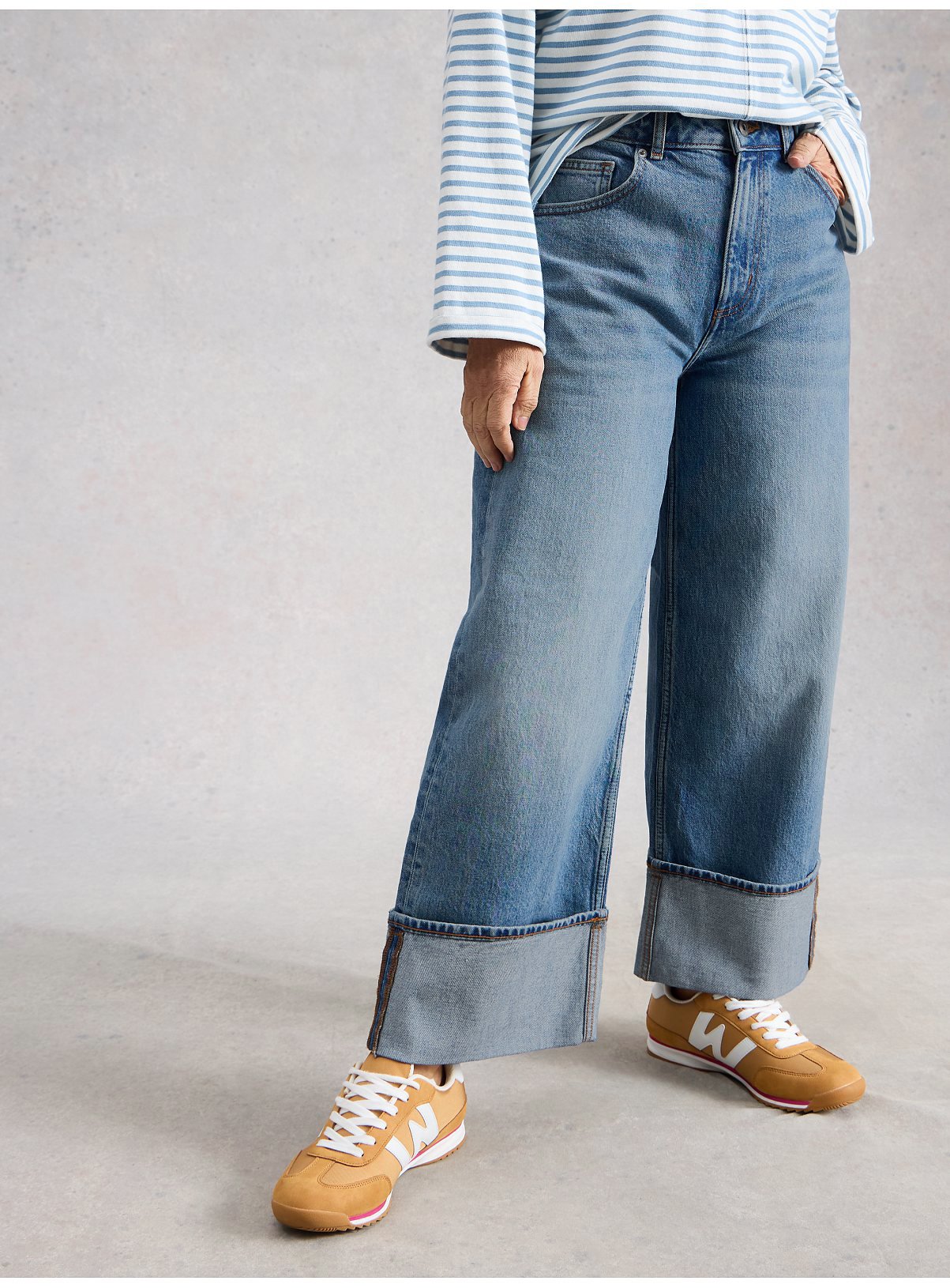 WHITE STUFF Bailey Straight Turn Up Jean Blue 12