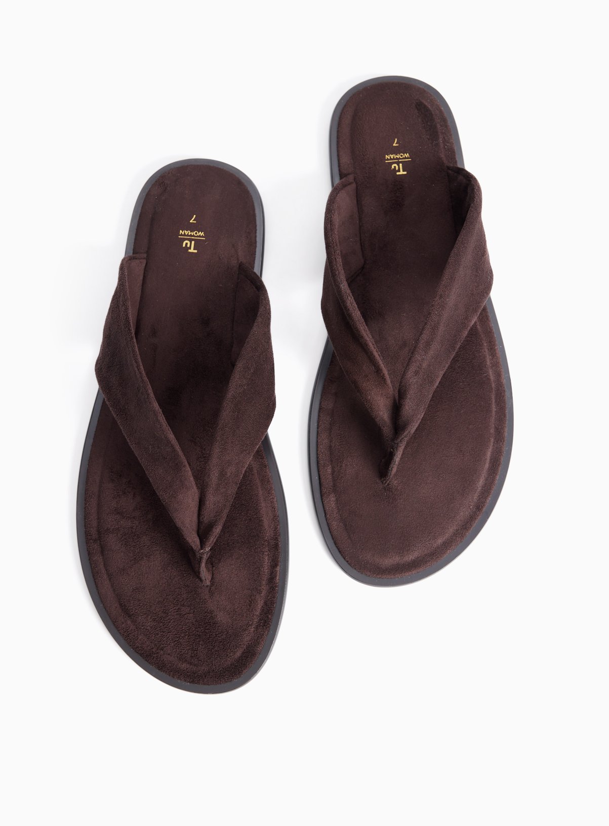 Brown Faux Suede Toe Post Sandals 5