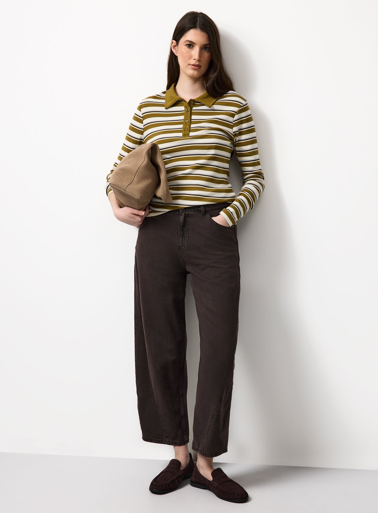 Green Striped Long Sleeve Polo Shirt 18