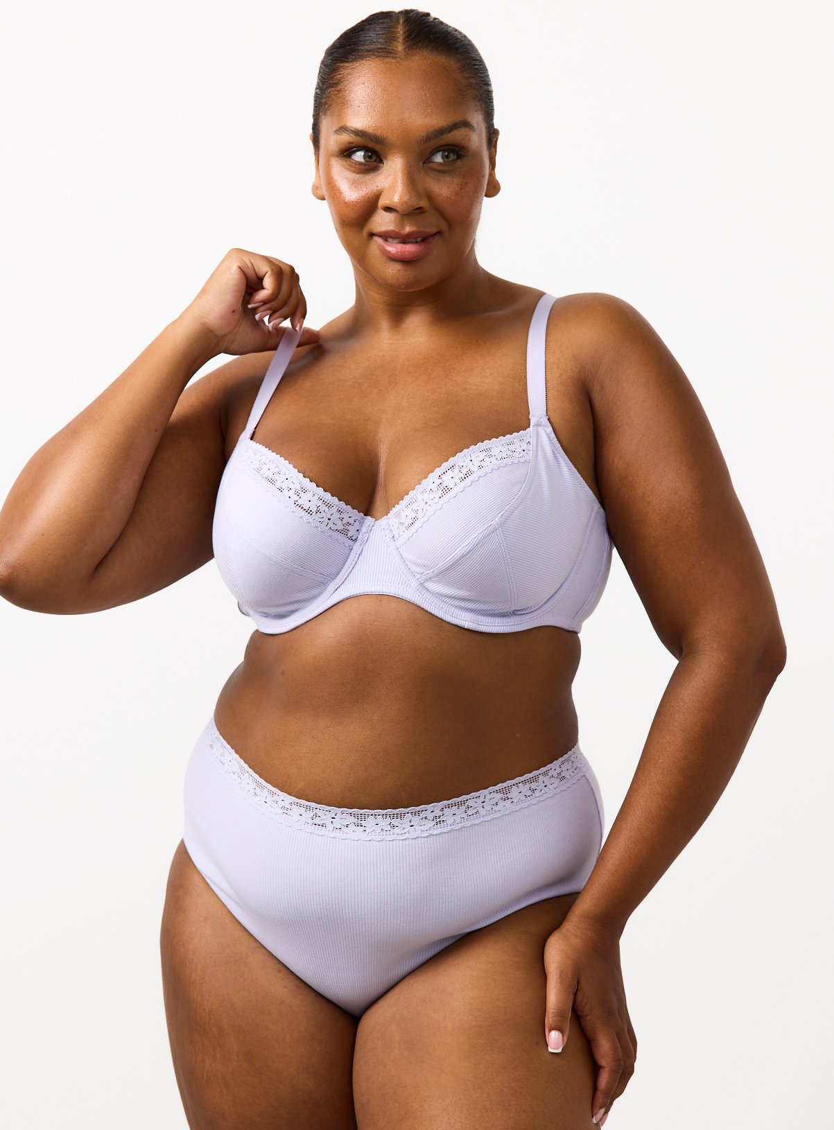 Lilac Ribbed Full Brief Knickers 
