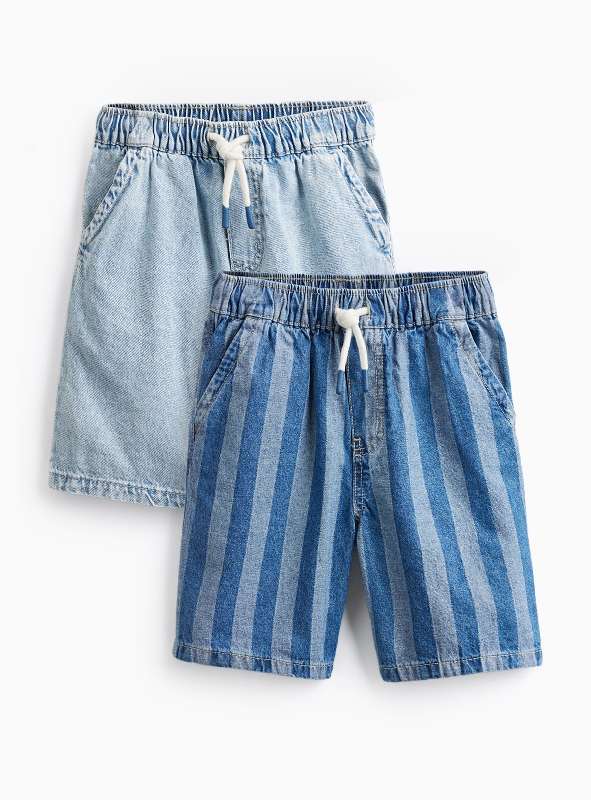 Bleached & Stripe Print Denim Shorts 2 Pack 9 years