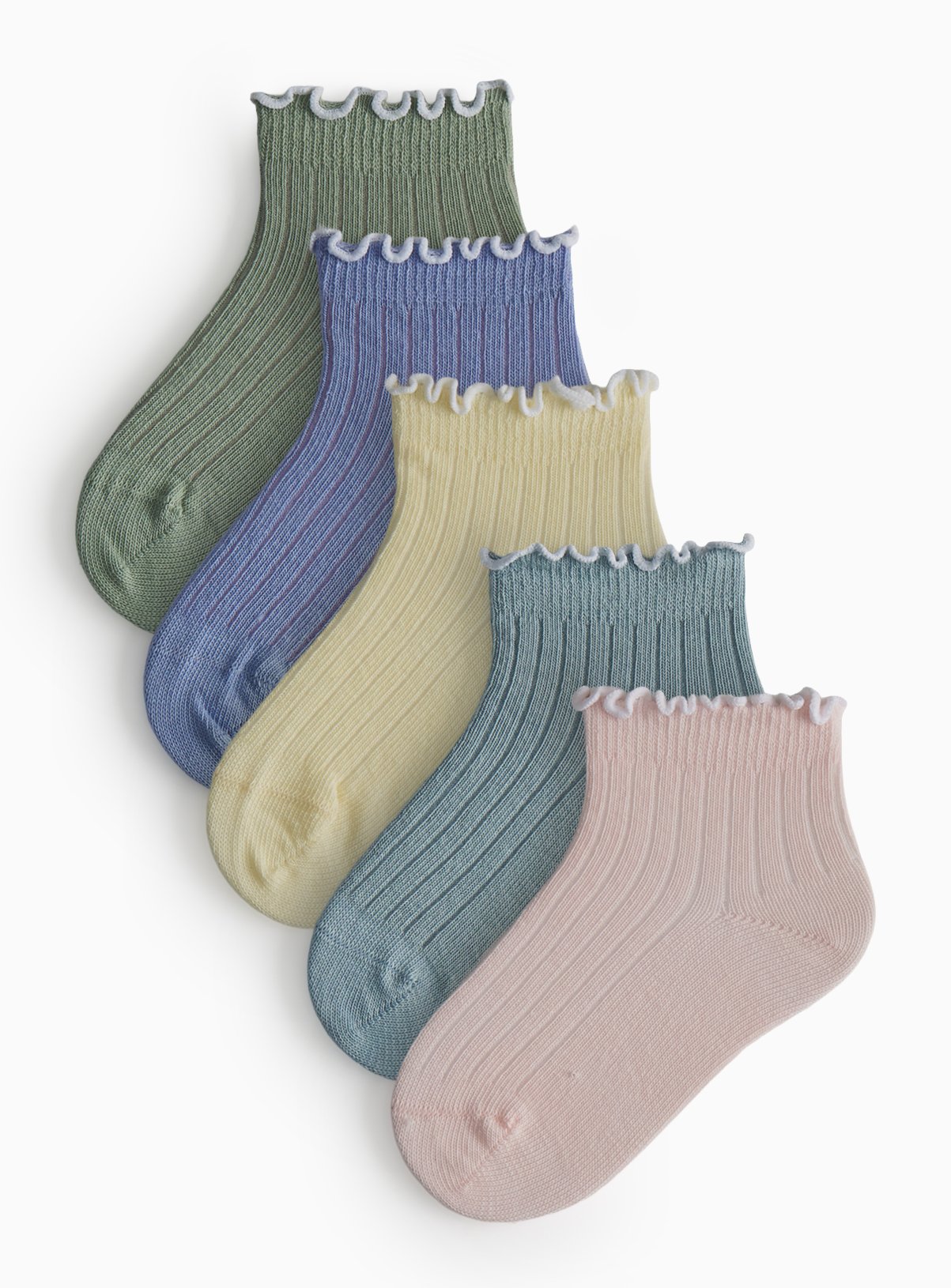 Pastel Lettuce Edge Detail Ankle Socks 5 Pack 6-12 months