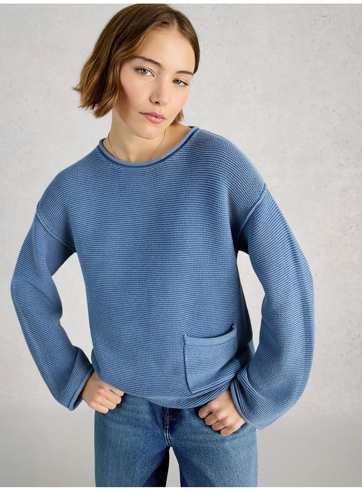 WHITE STUFF Gigi Washed Jumper Blue 16