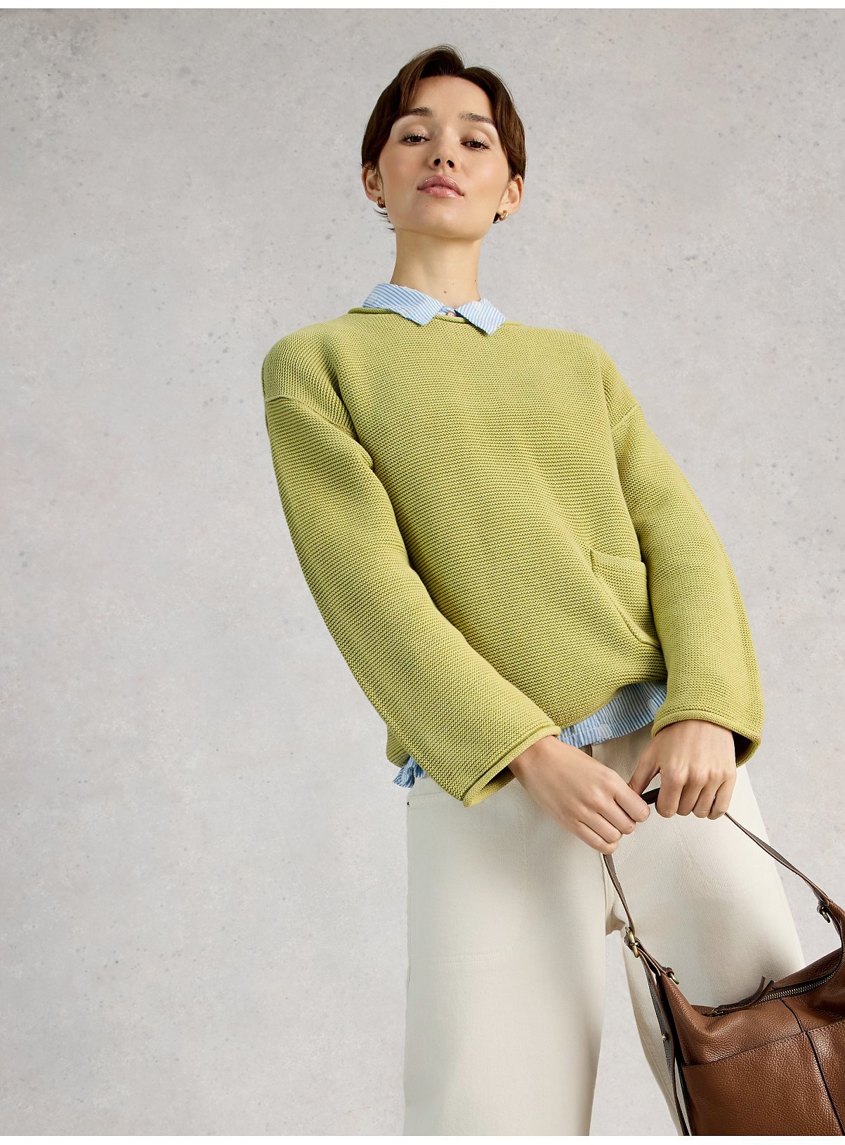 WHITE STUFF Gigi Washed Jumper Green