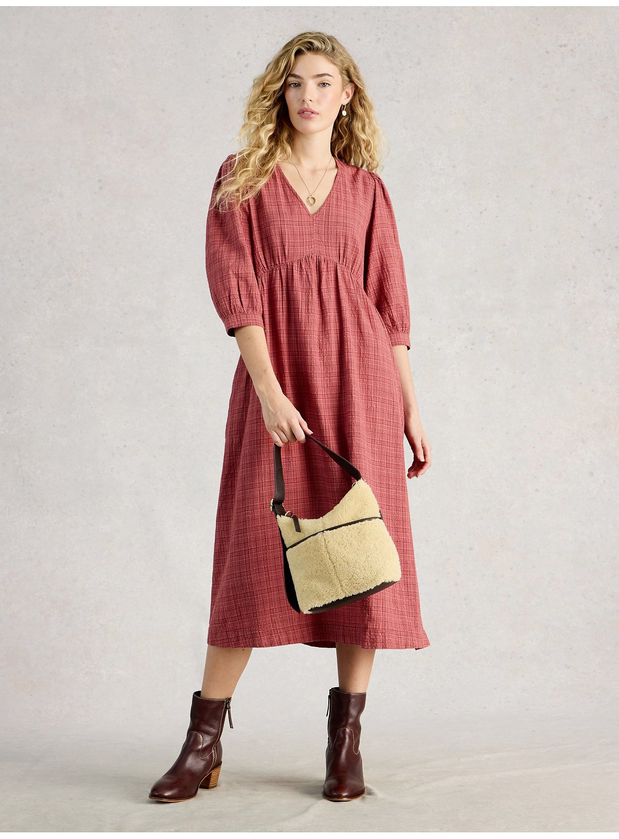 WHITE STUFF Lucy Midi Dress Pink 