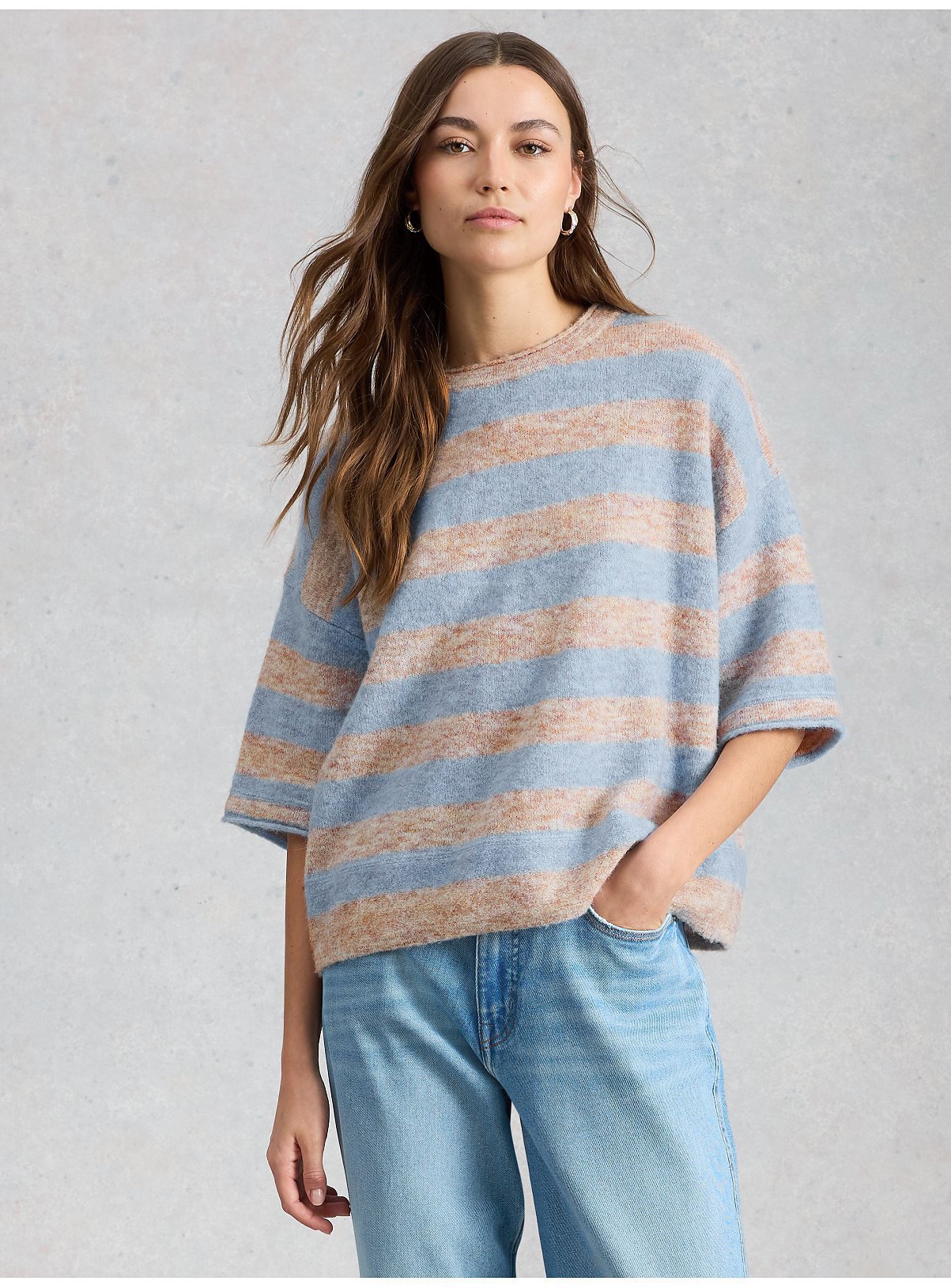 WHITE STUFF Kate Knitted Stripe T Shirt 14