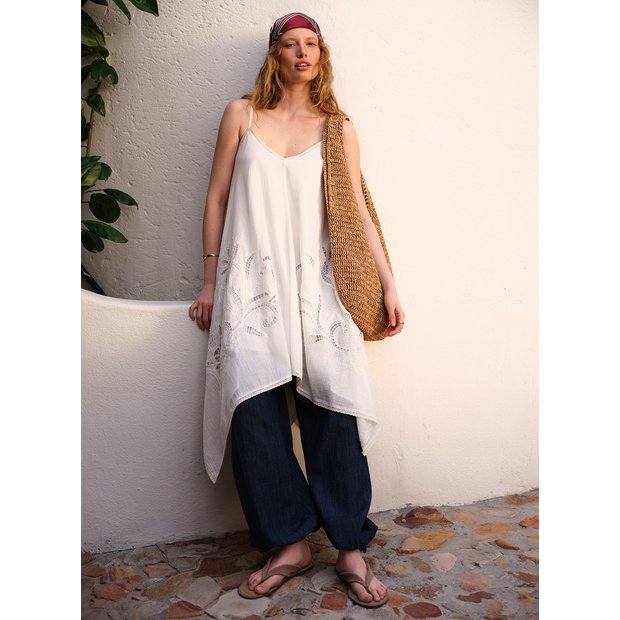Buy White Lace Cutwork Detail Hanky Hem Cami Dress 10 | Midaxi | Argos