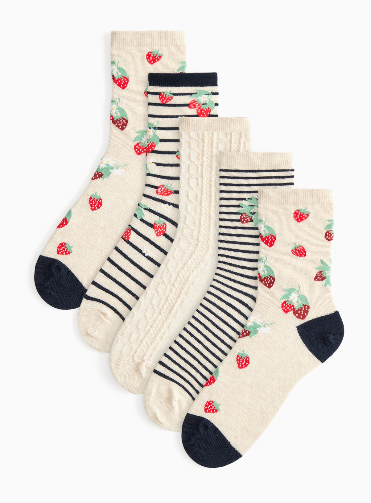Strawberry Print Ankle Socks 5 Pack 4-8