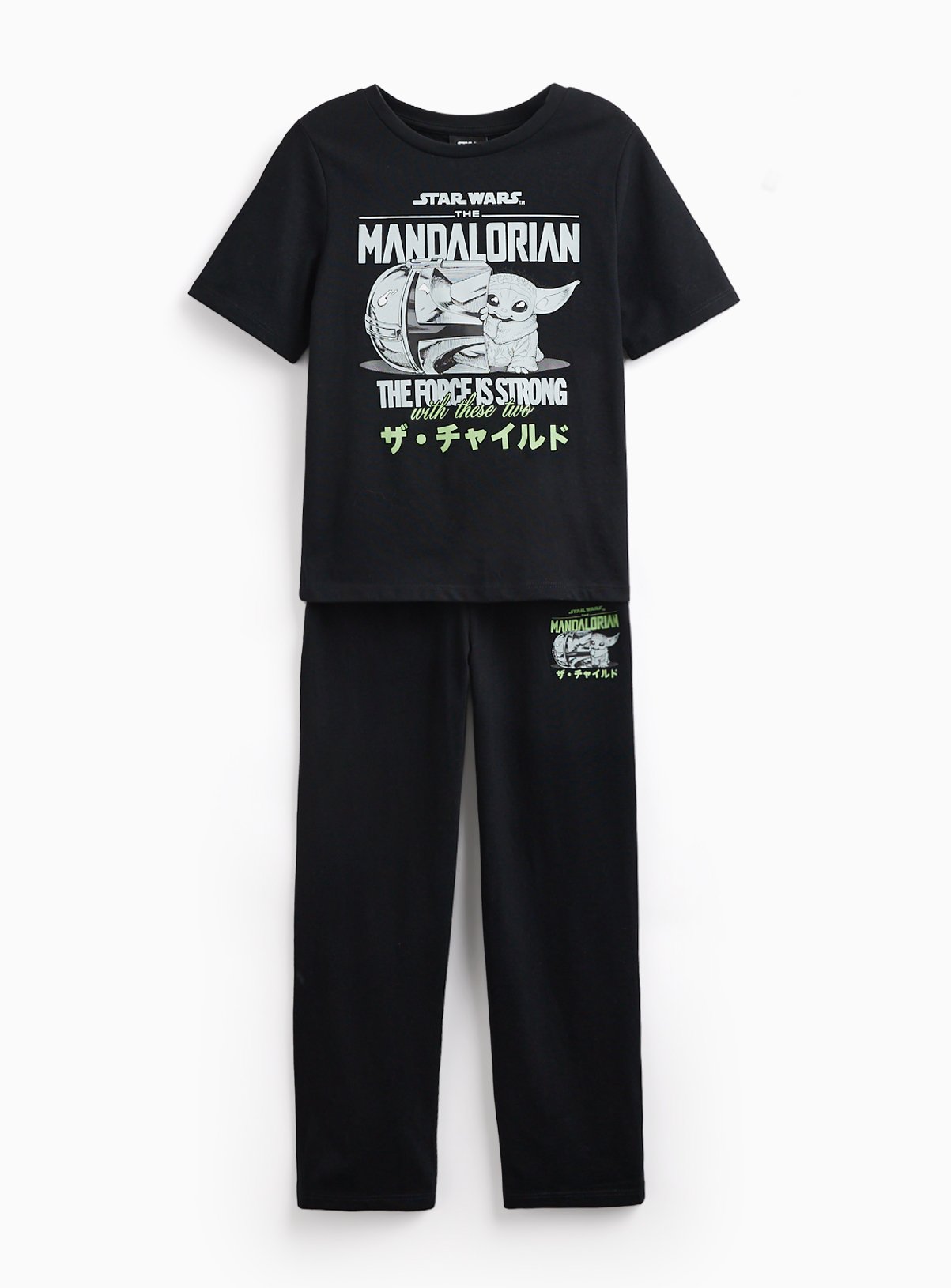 Mini Me Black Star Wars Mandalorian Print Pyjamas 