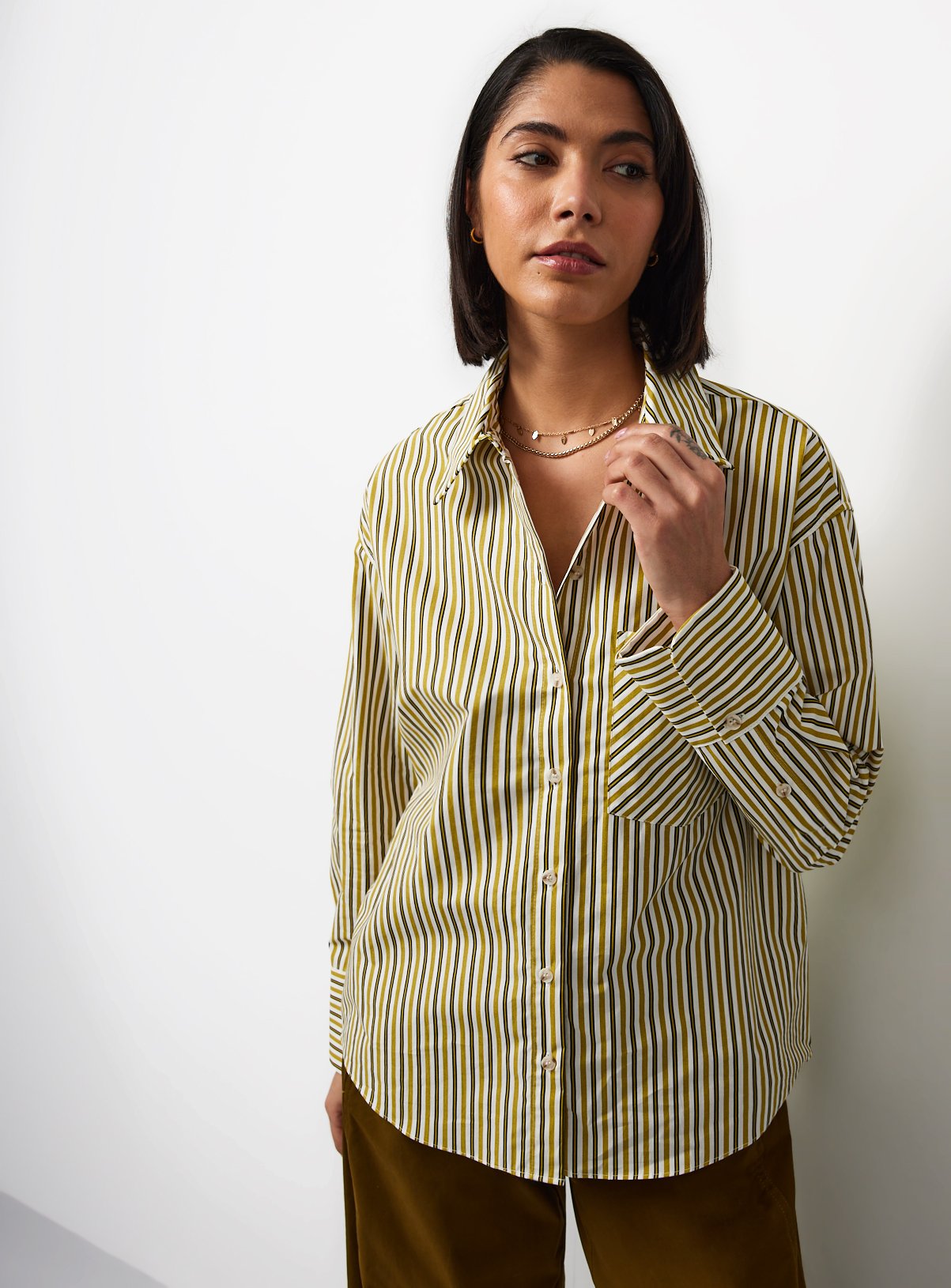 Light Green Stripe Poplin Long Sleeve Shirt 14