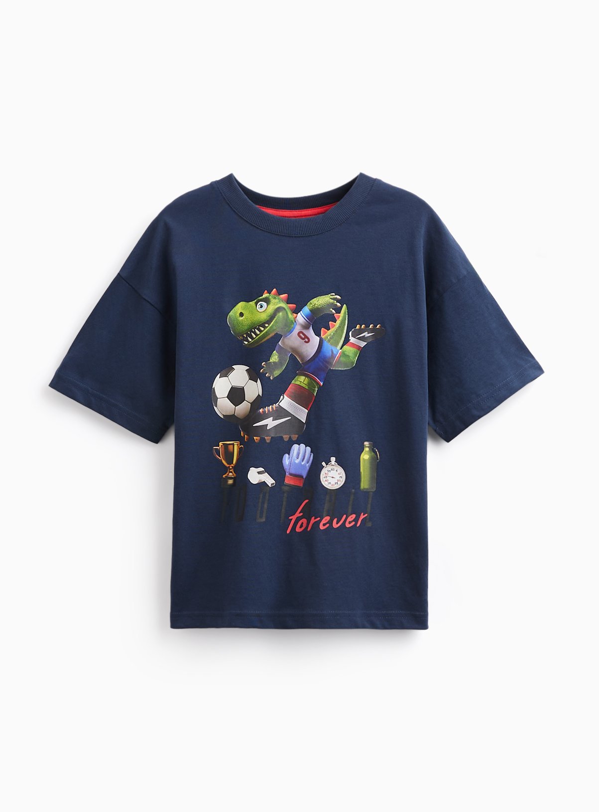 Navy Dino Football AI Graphic T-Shirt 12 years