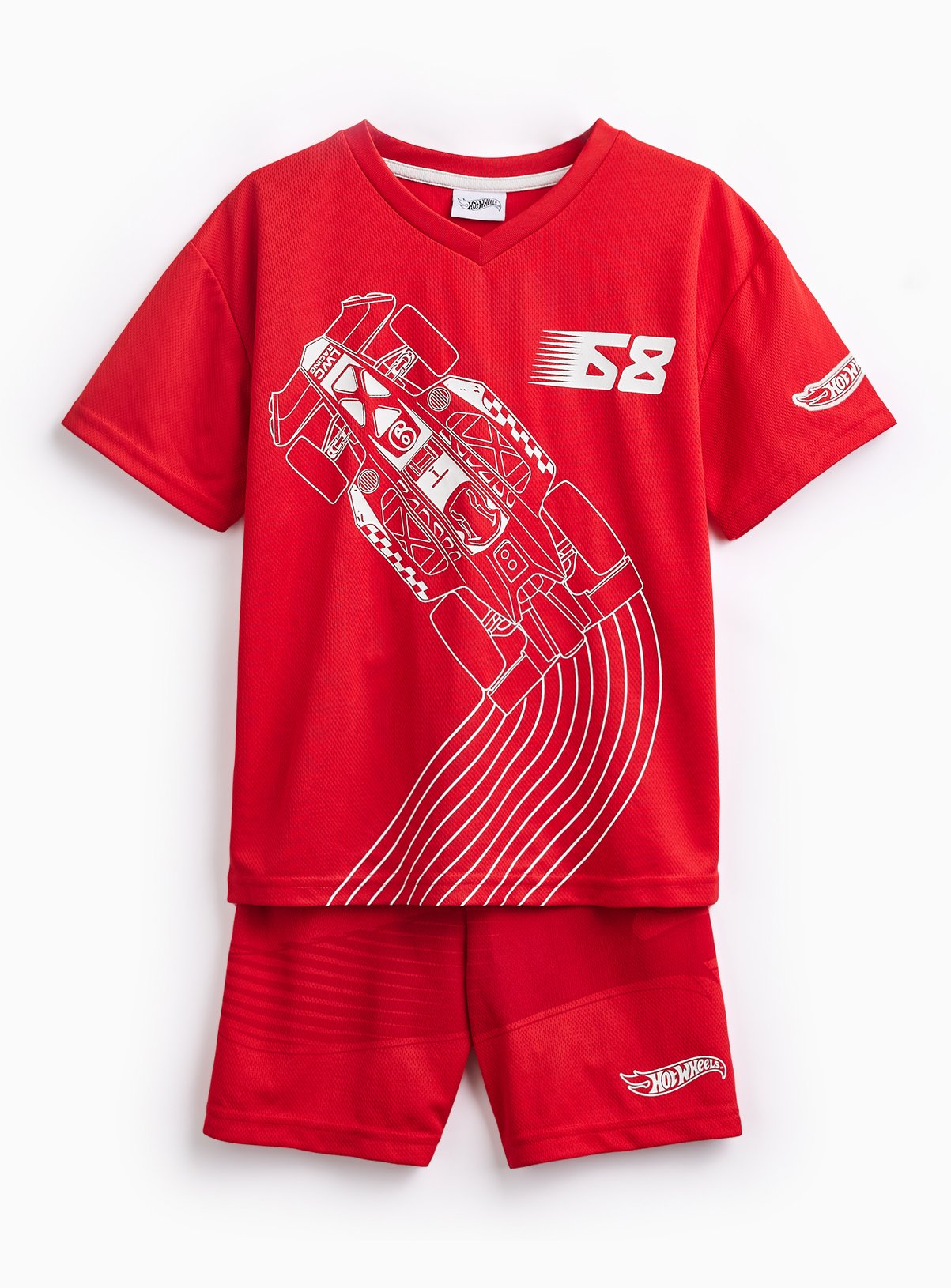 Red Hot Wheels Print T-Shirt & Shorts Set 