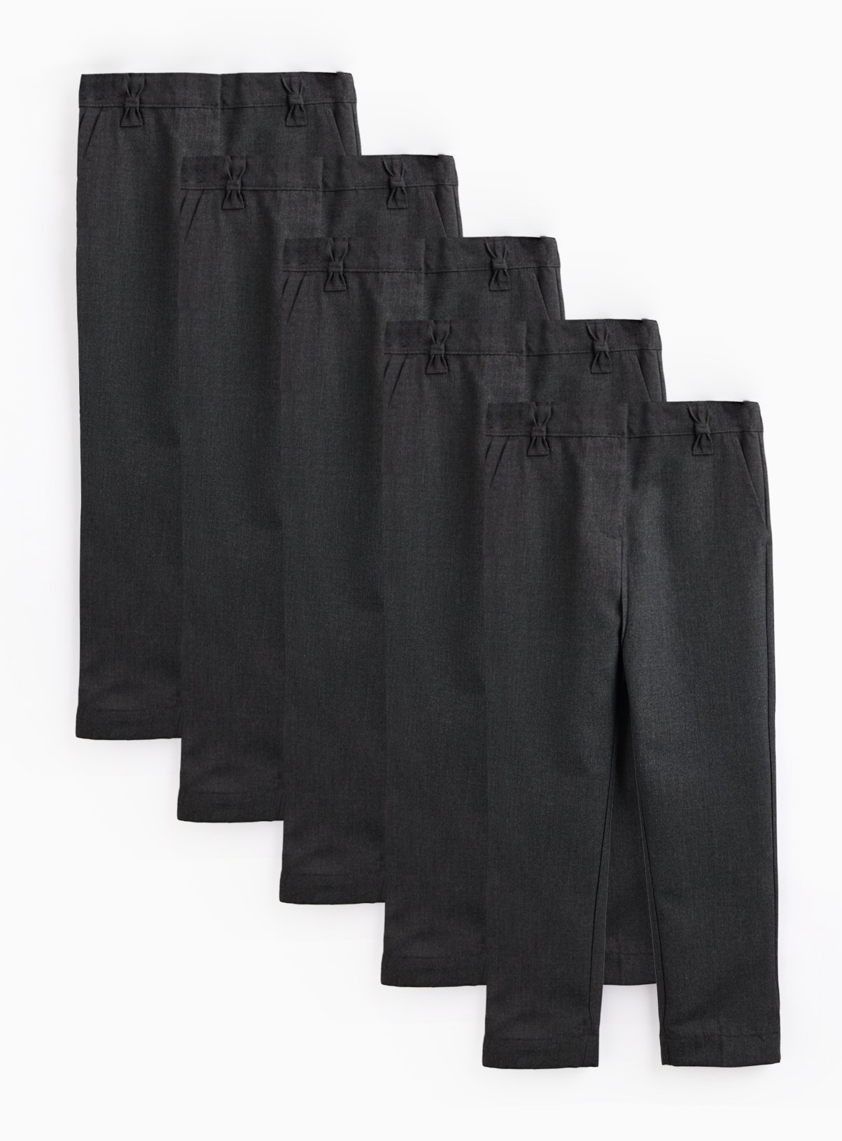Grey Woven Reinforced Knee Extendable Hem Trousers 5 Pack 11 years