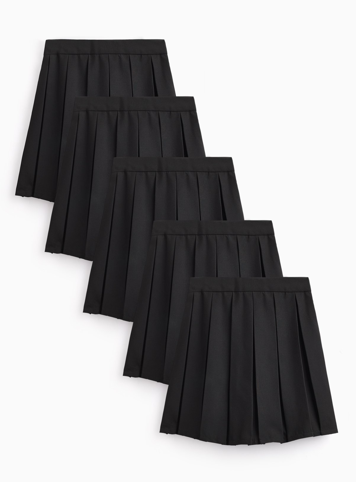 Black Permanent Pleat Skirts 5 Pack 13 years