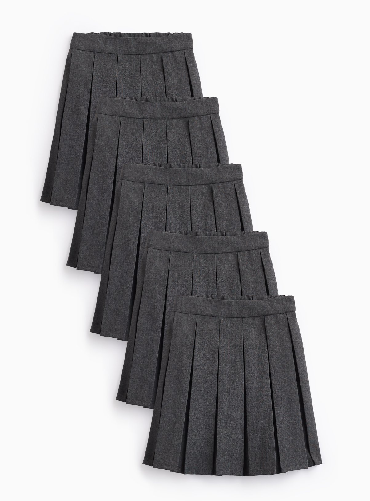 Grey Permanent Pleat Skirts 5 Pack 7 years