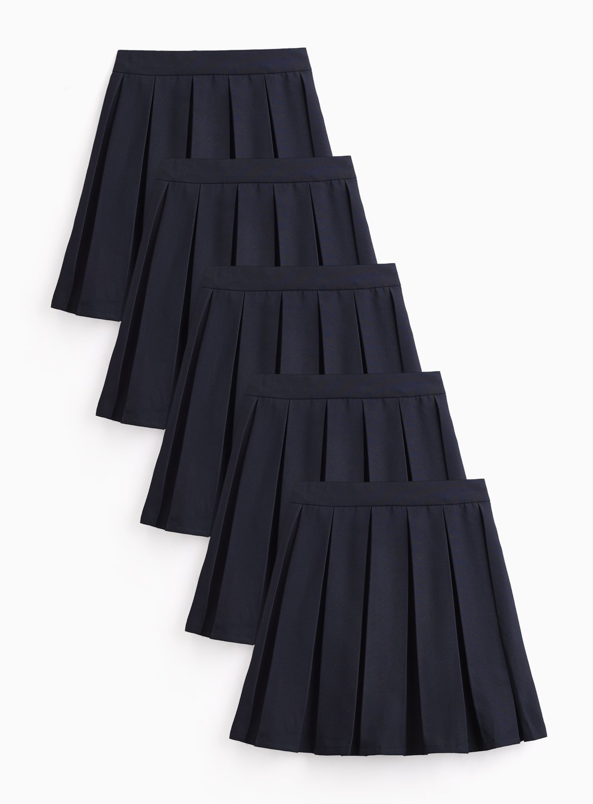 Navy Permanent Pleat Skirts 5 Pack 9 years